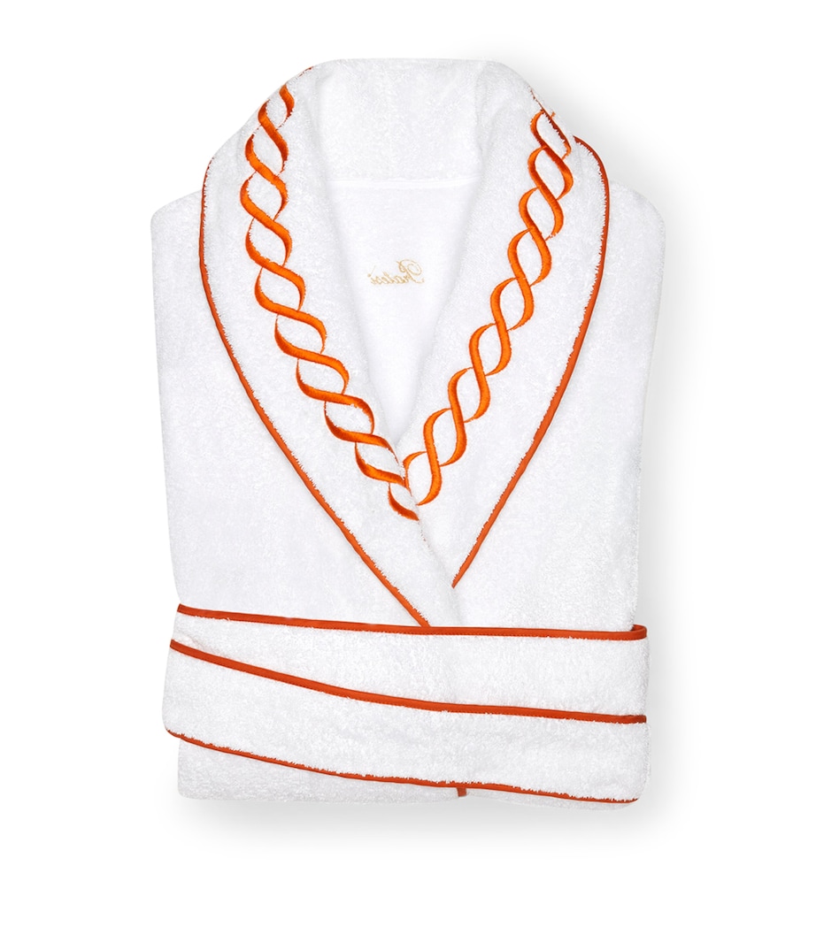 Cotton Treccia Bathrobe (Medium) WHITE/ORANGE Image 1
