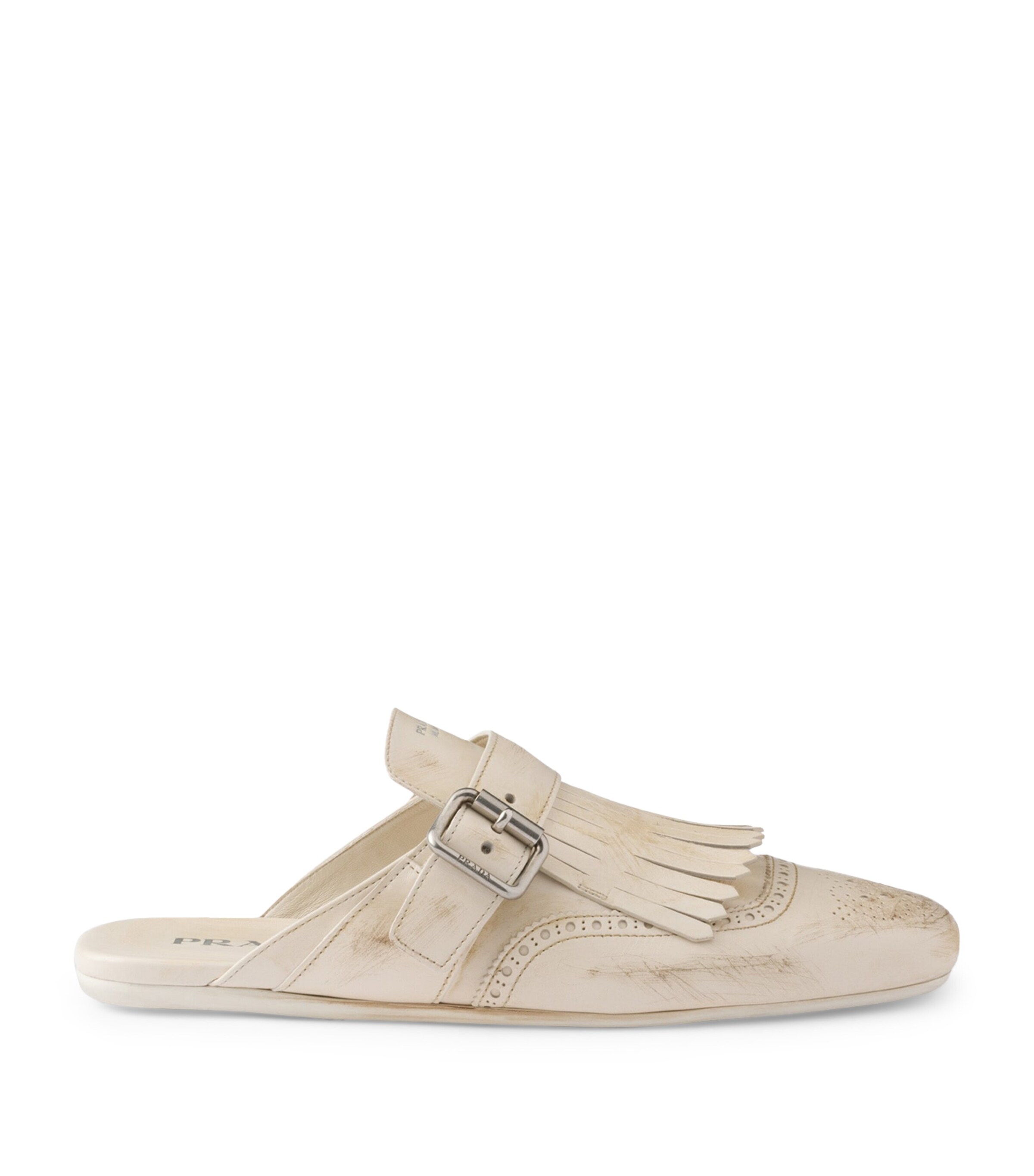 Prada Leather Fringed Shuffle Mules Image 1