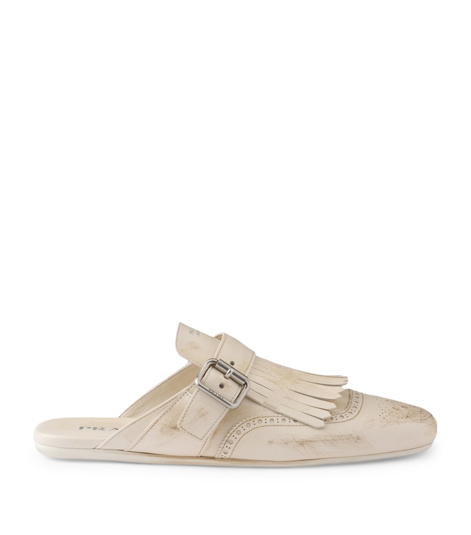 Prada Leather Fringed Shuffle Mules Image 1