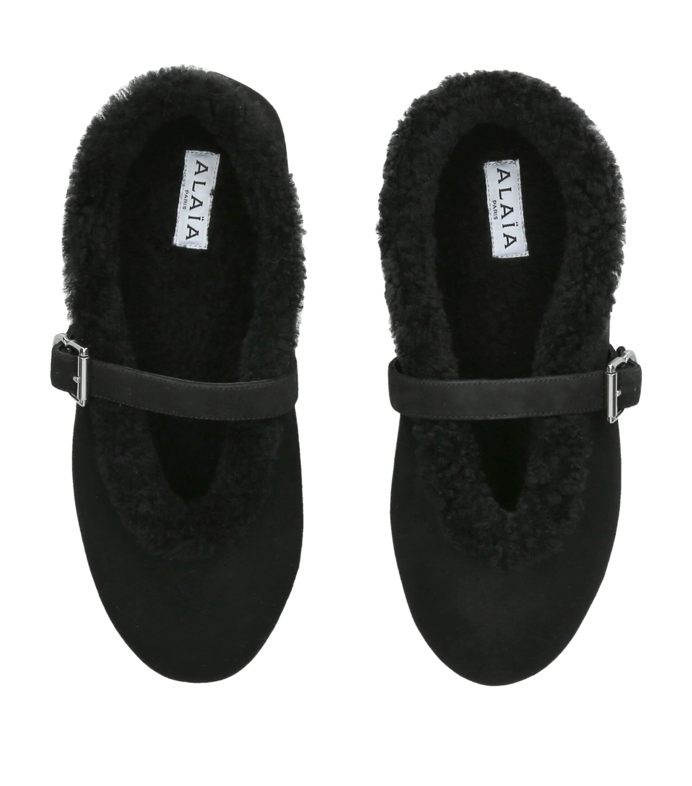 Alaïa Shearling Ballet Flats Black Image 3