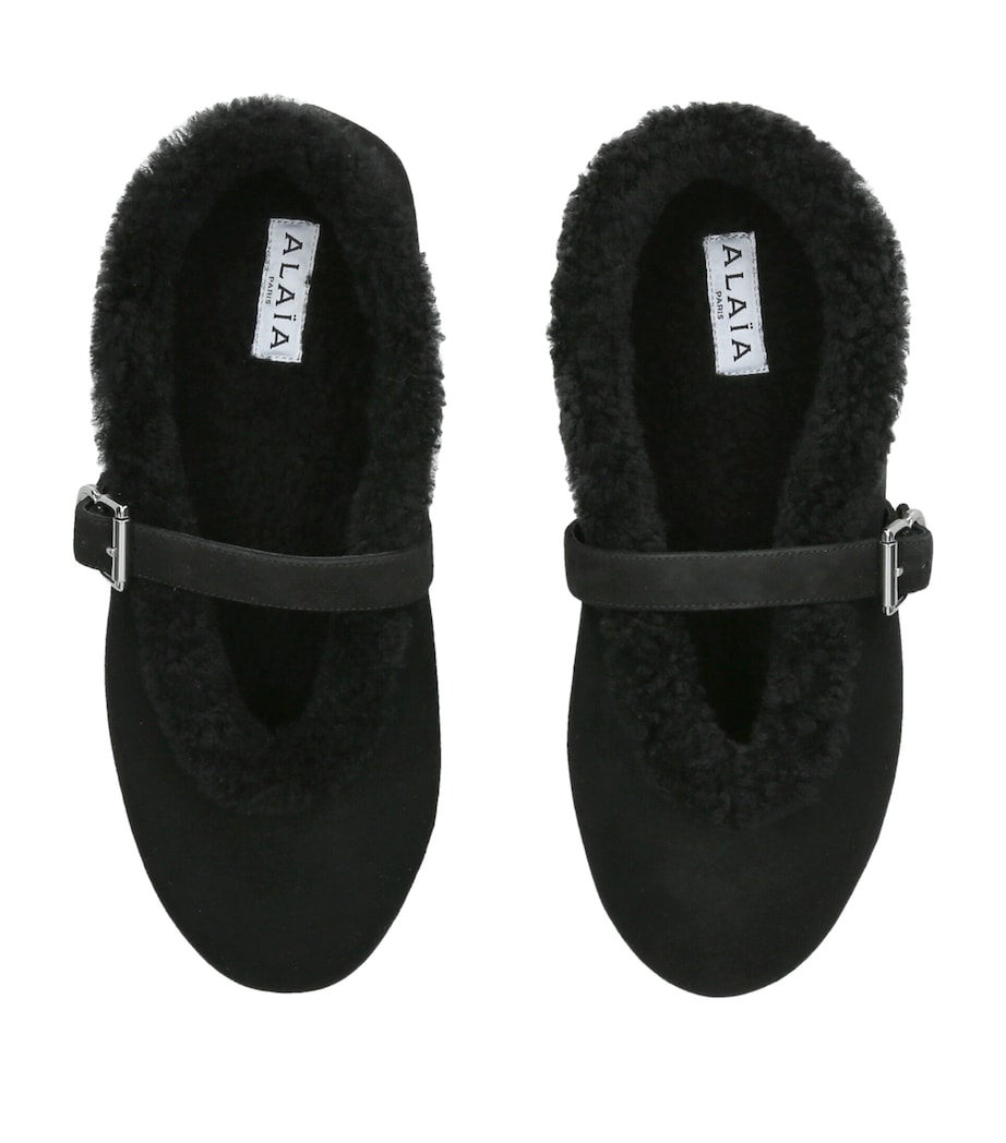 Alaïa Shearling Ballet Flats Black Image 3