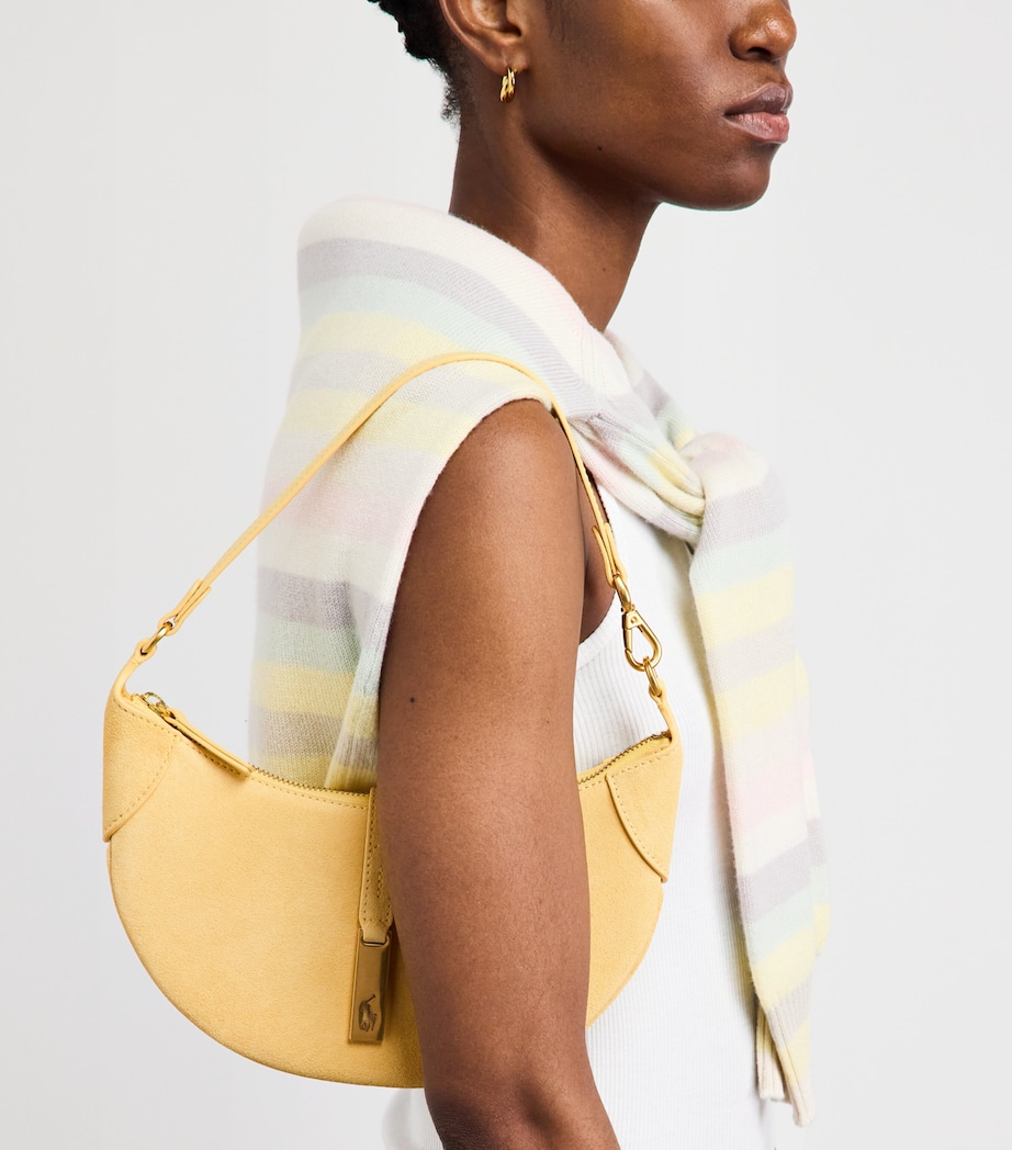 Polo Ralph Lauren Small Suede Polo ID Shoulder Bag Lemon Meringue Image 2