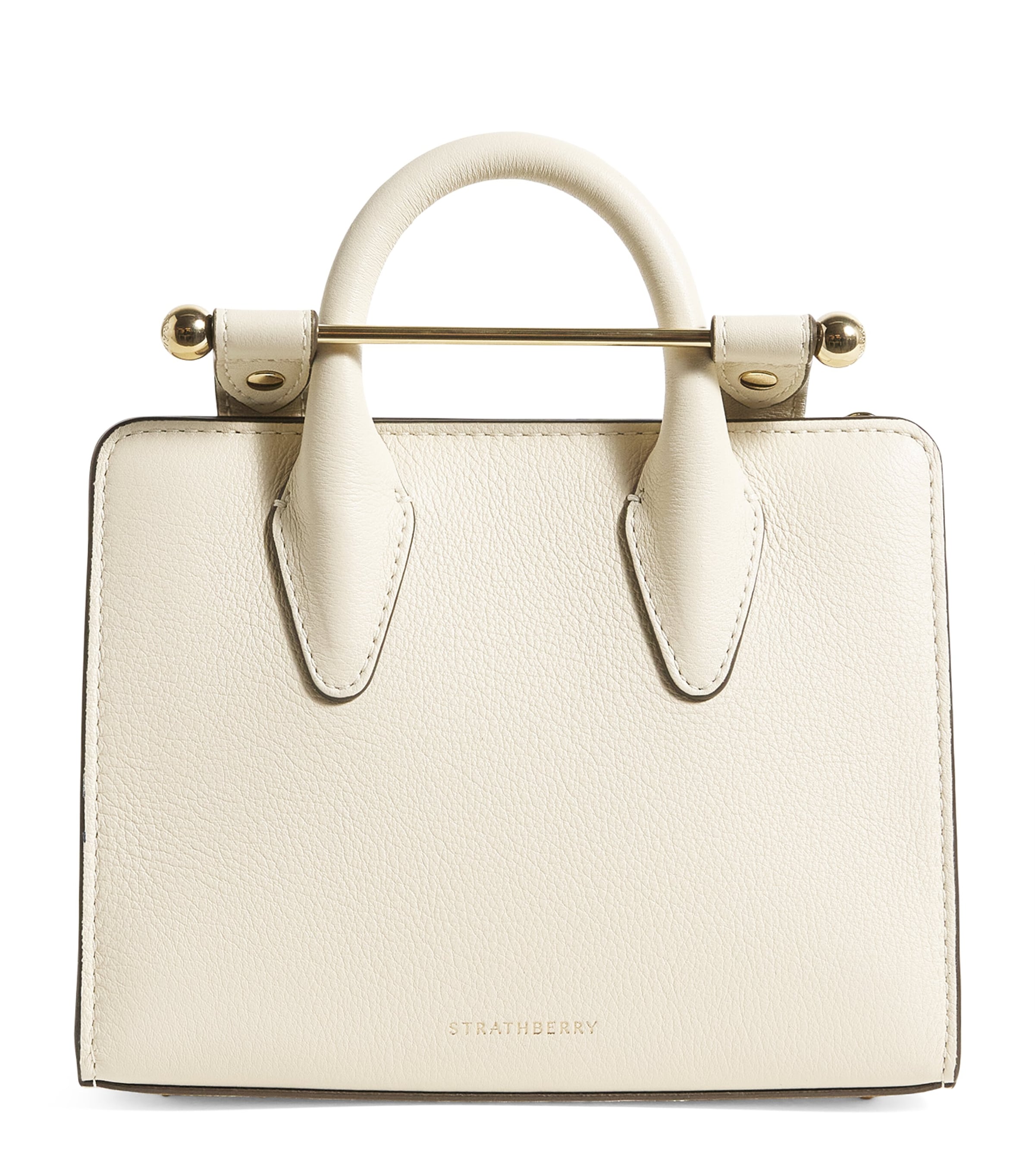 Strathberry Leather Nano Tote Bag In White
