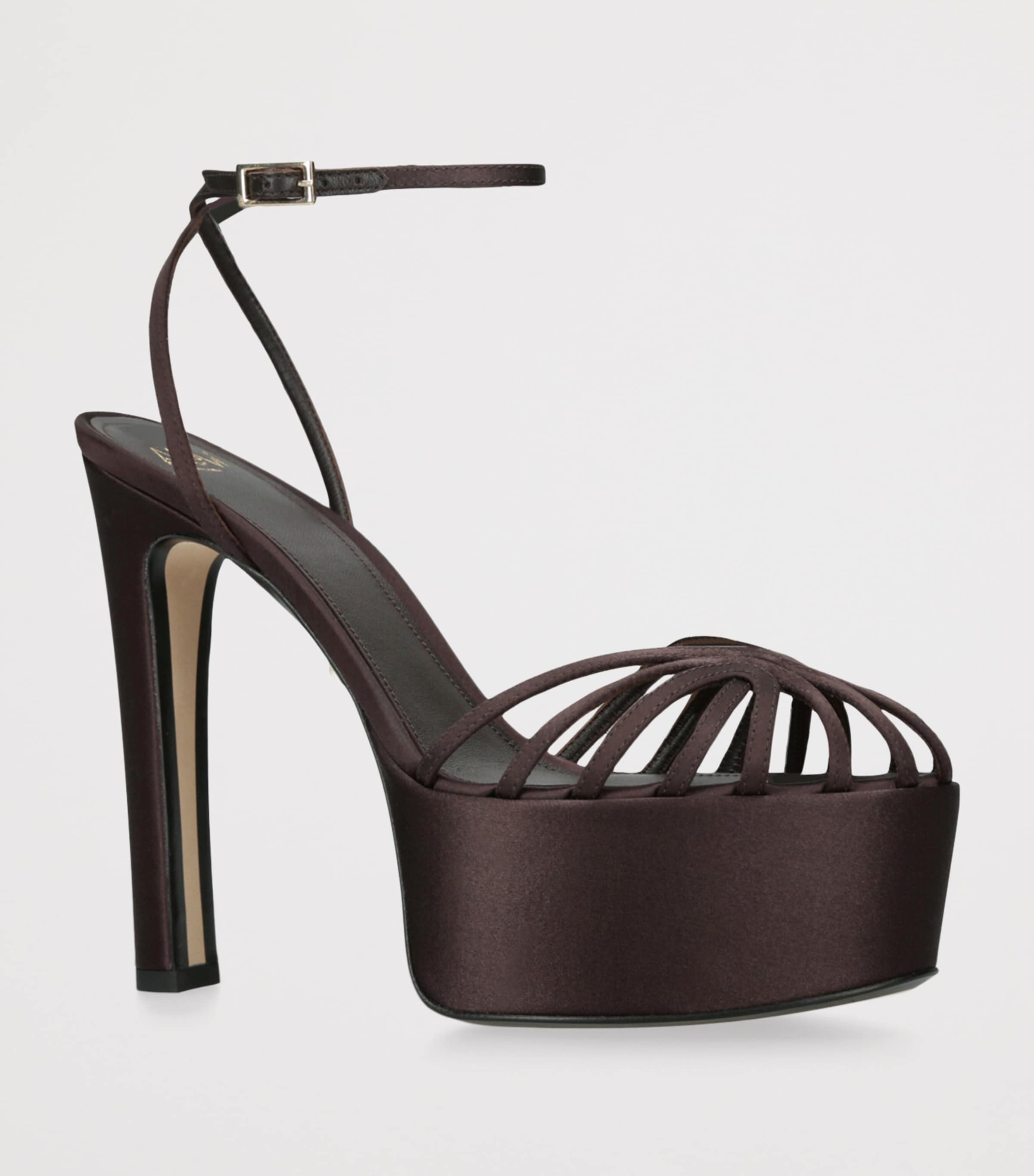 Alevì Satin Eva PF Platform Heels 135 Dark Brown Image 3