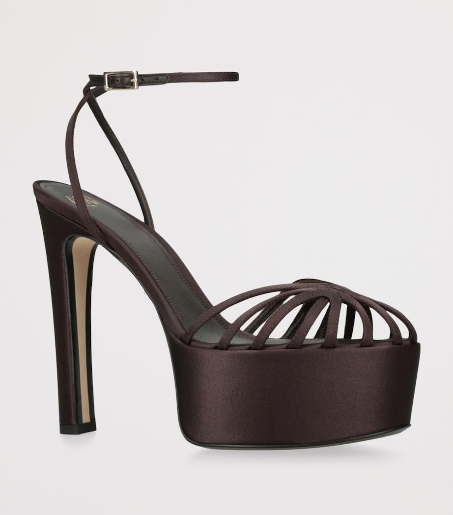 Alevì Satin Eva PF Platform Heels 135 Dark Brown Image 3