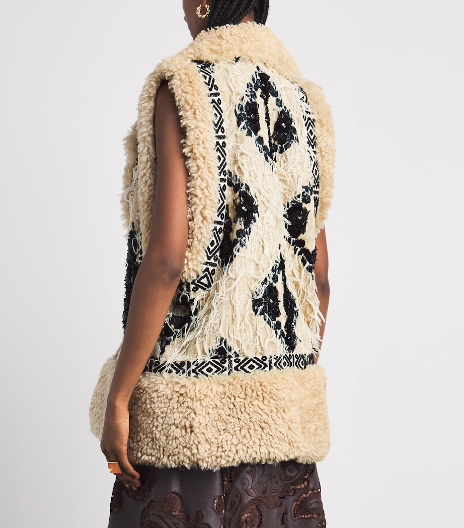 Johanna Ortiz Womens Embroidered Salty Air Gilet Ecru/black Image 5