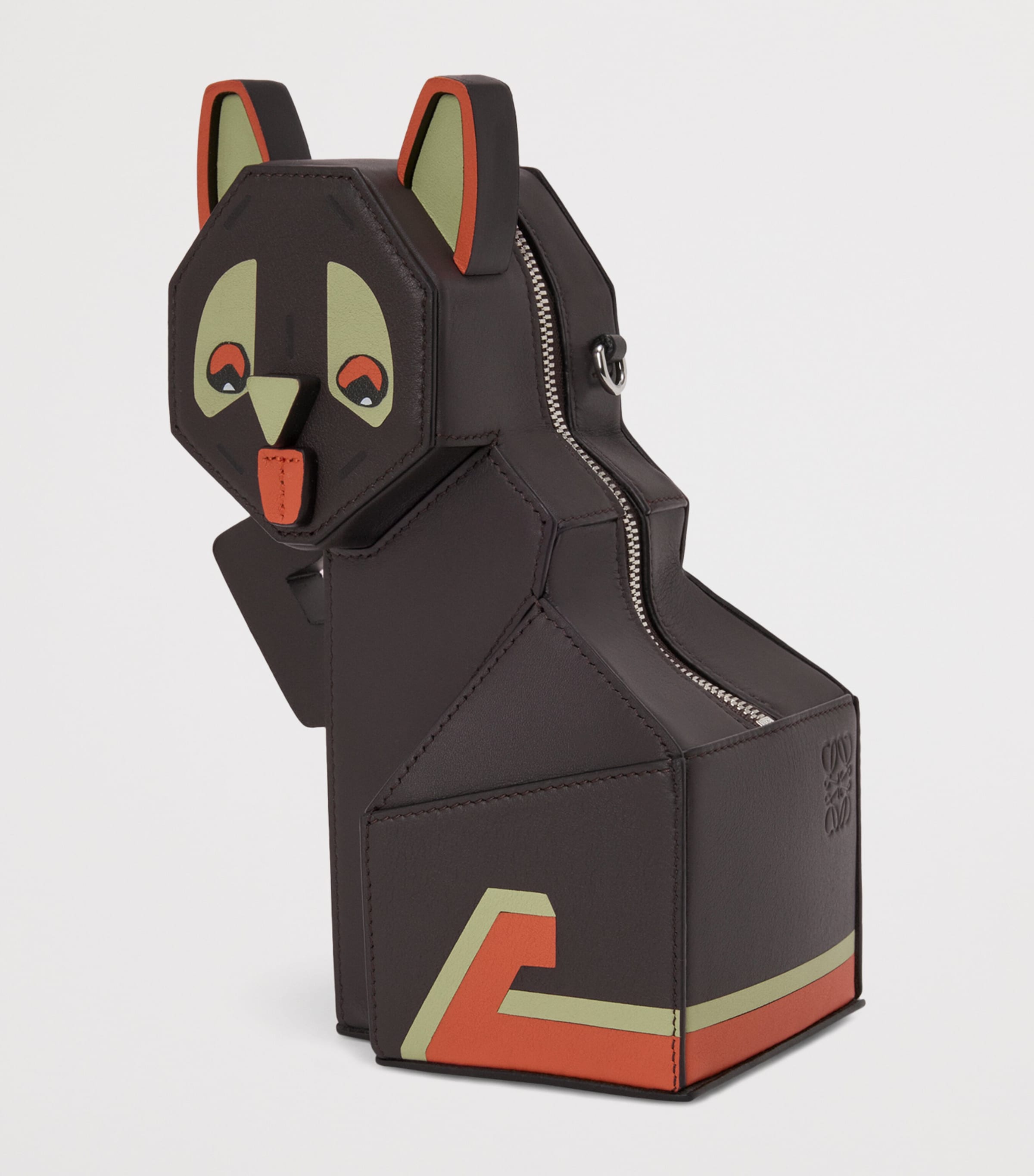 x Louis Wain Leather Futurist Cat Clutch DARK TAUPE Image 2