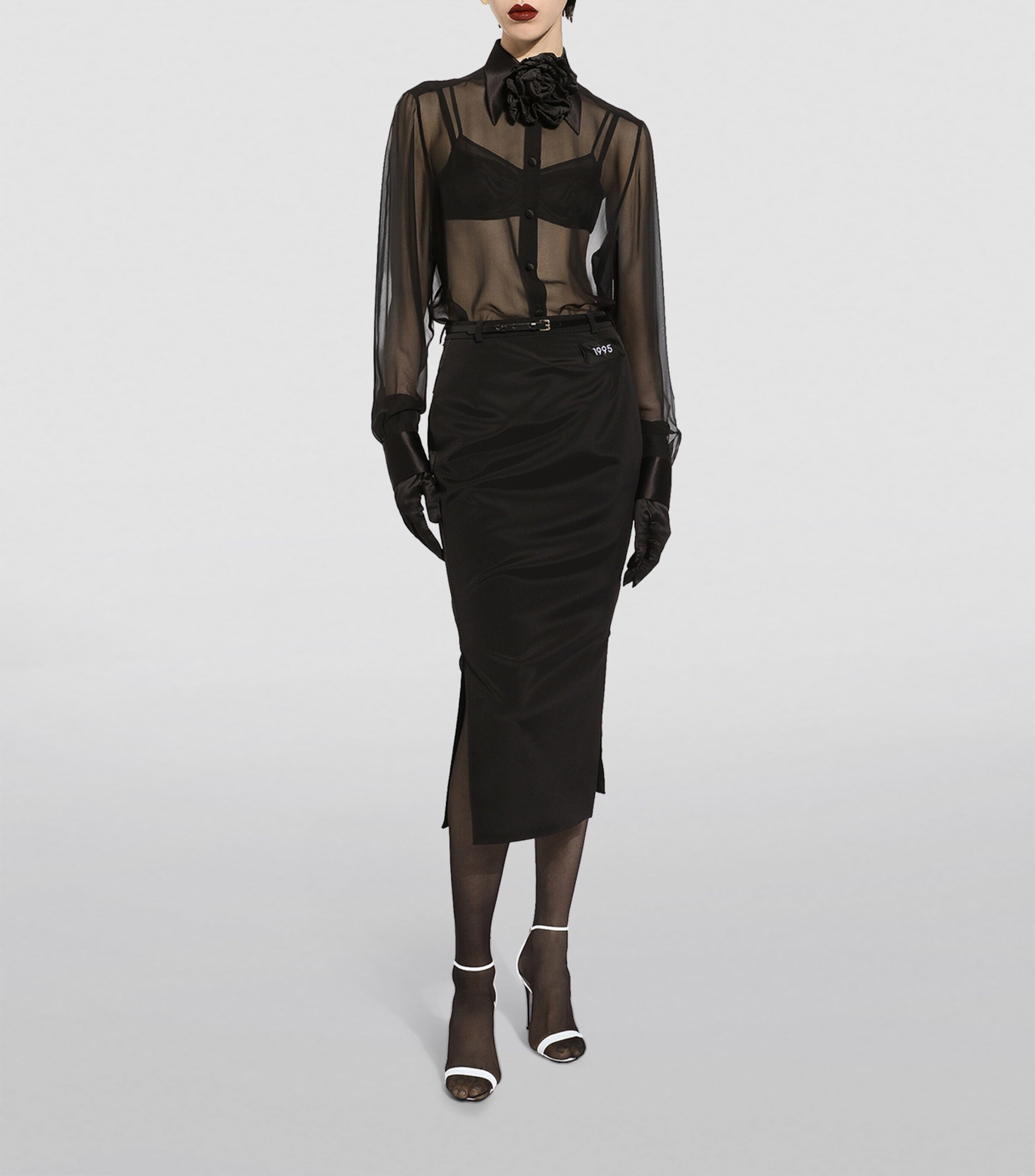 Lace Sheer Shirt N0000-BLACK Image 8