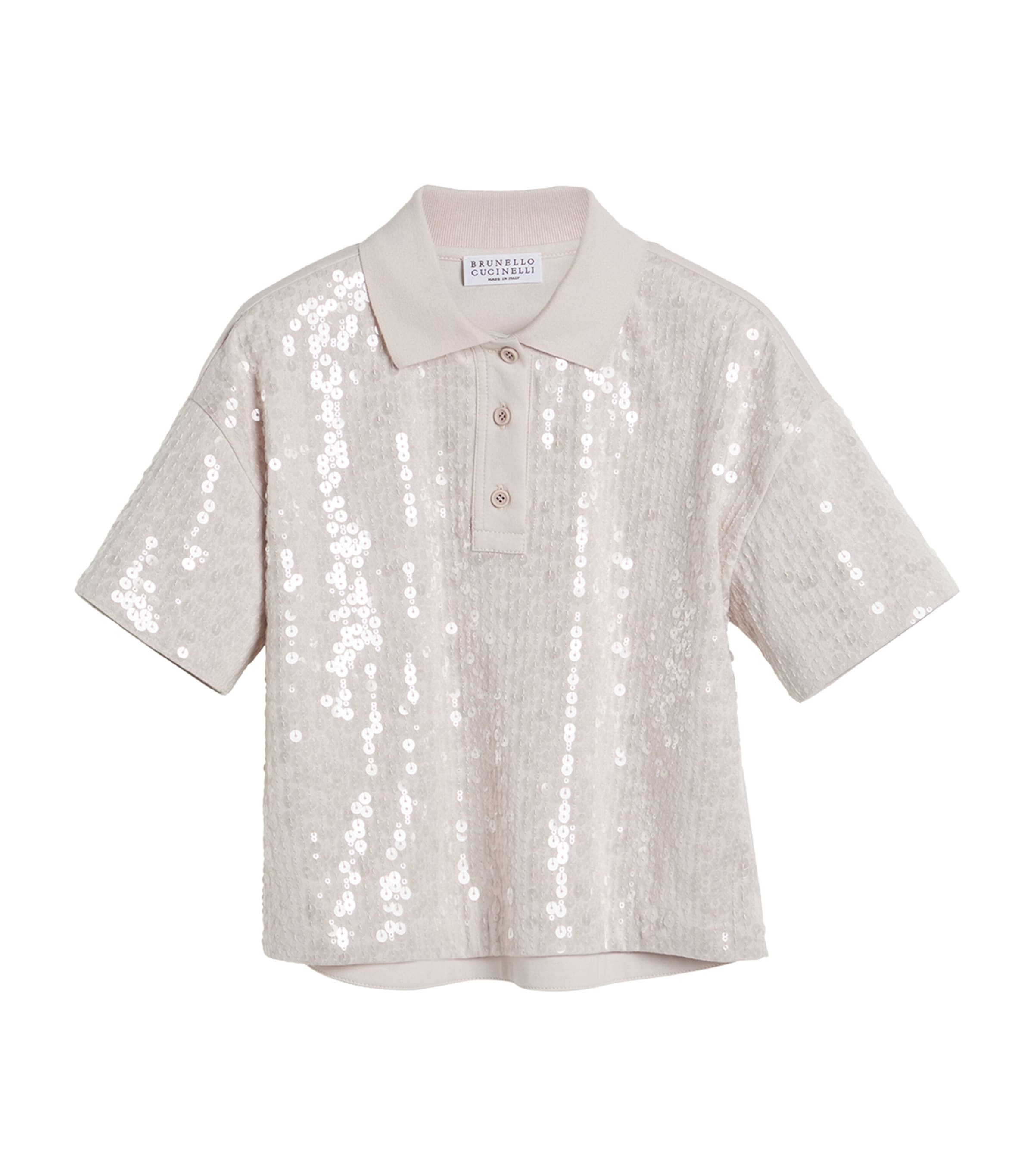 Brunello Cucinelli Cotton Sequinned T-shirt In Pink