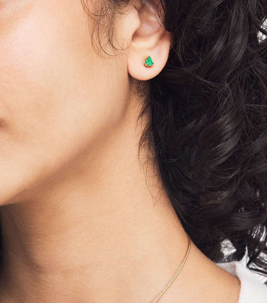 Yellow Gold and Emerald Kite Stud Earrings YELLOW GOLD Image 2