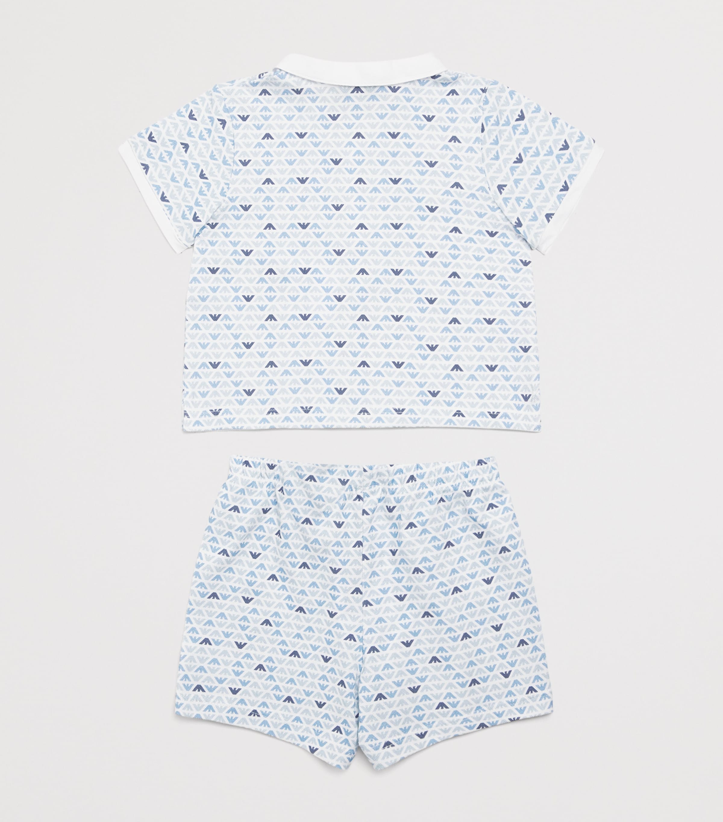 Emporio Armani Kids Cotton Logo Top and Shorts Set (1-12 Months) Eagle L.blue Image 2