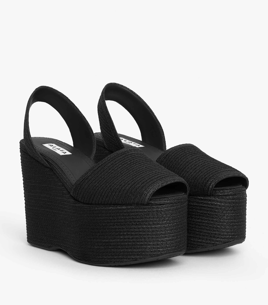 Straw Wedge Sandals 110 NOIR Image 3