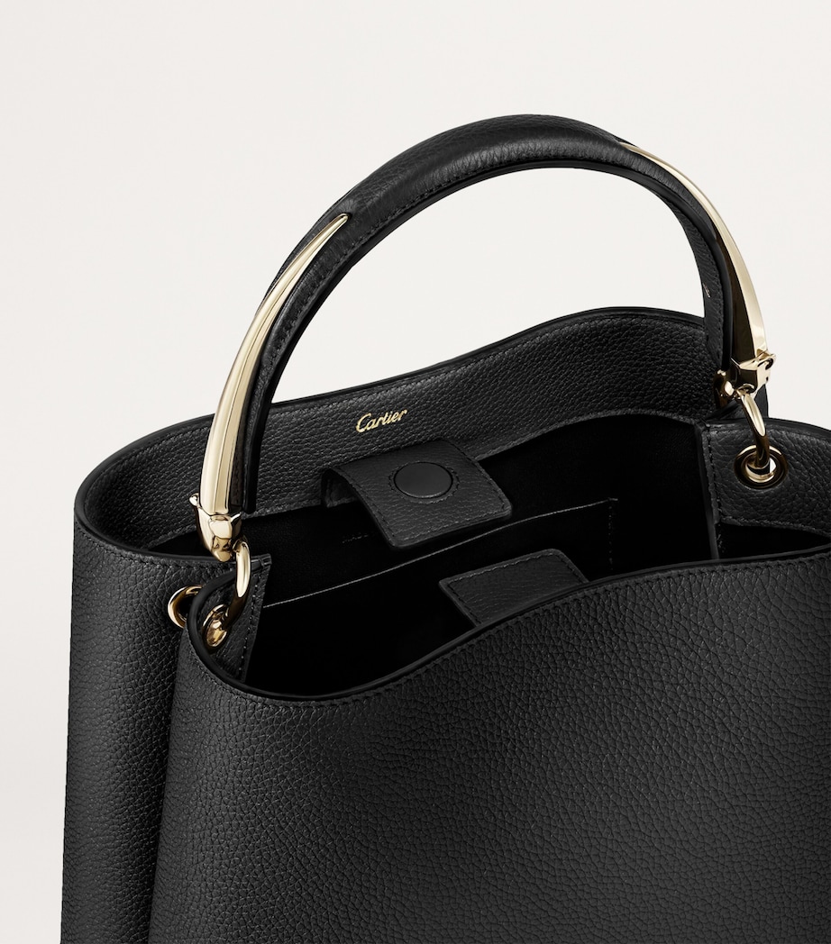 Small Calfskin Panthère de Cartier Top-Handle Bag BLACK Image 8