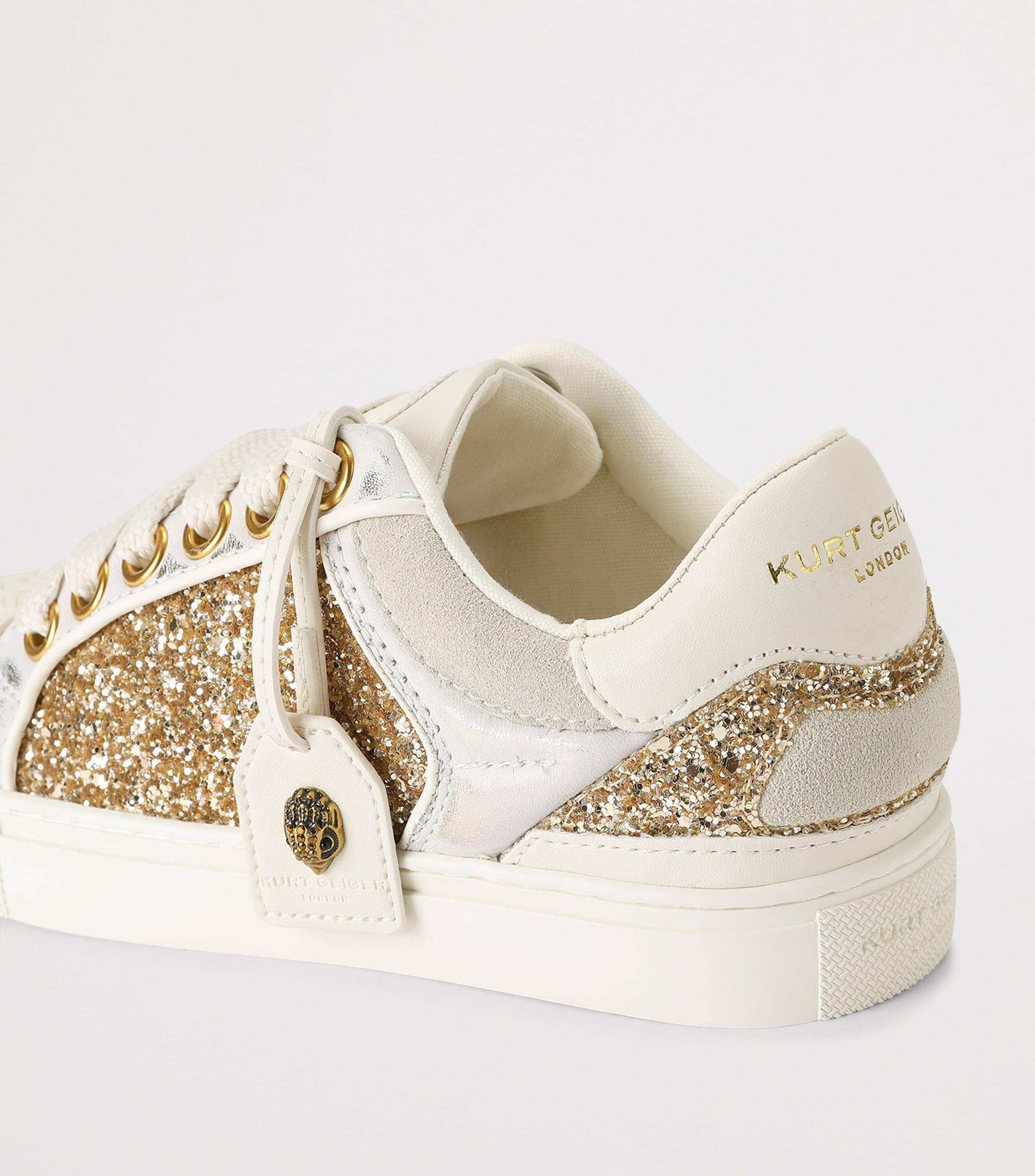 Kurt Geiger London Glitter Southbank Tag Sneakers Gold Comb Image 3