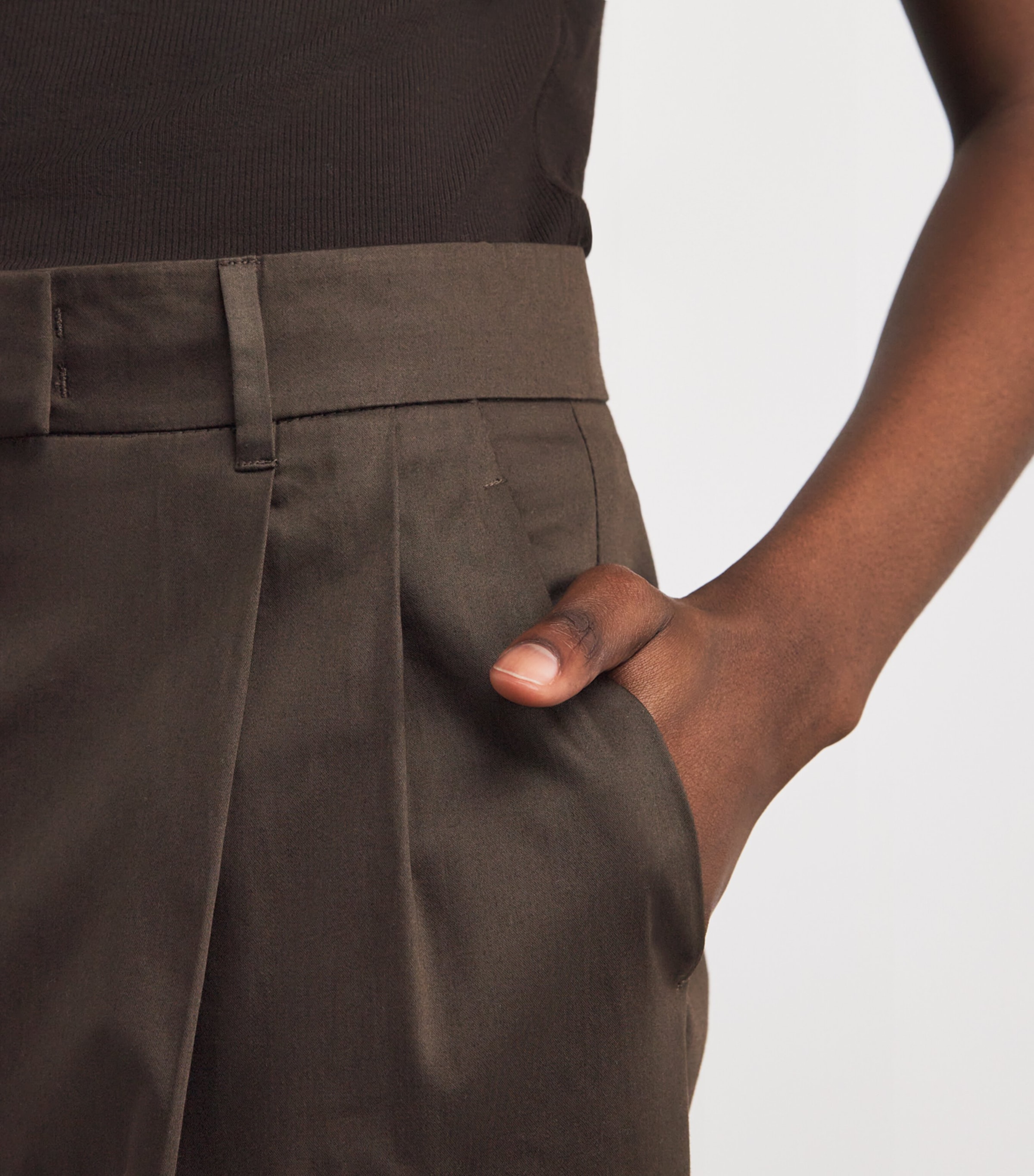 Stretch-Cotton Satin Trousers COCOA Image 6