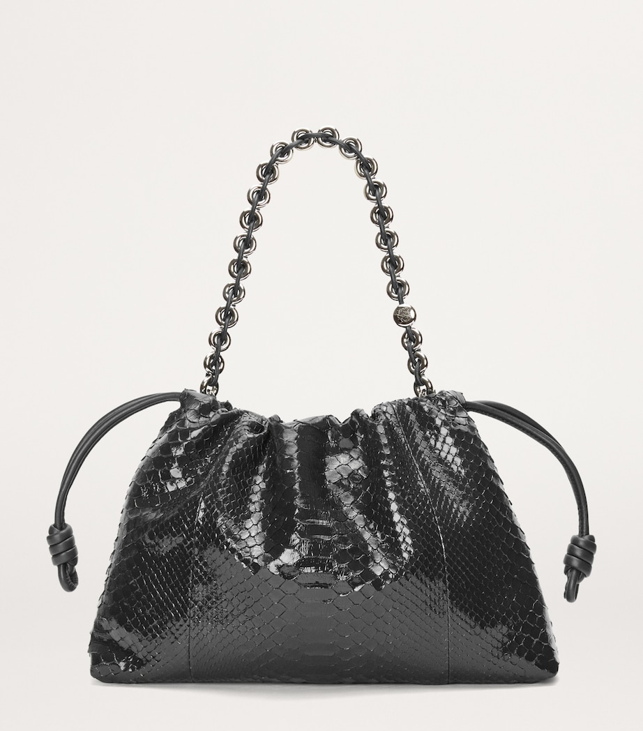 Large Patent Python Flamenco Purse BLACK Image 5