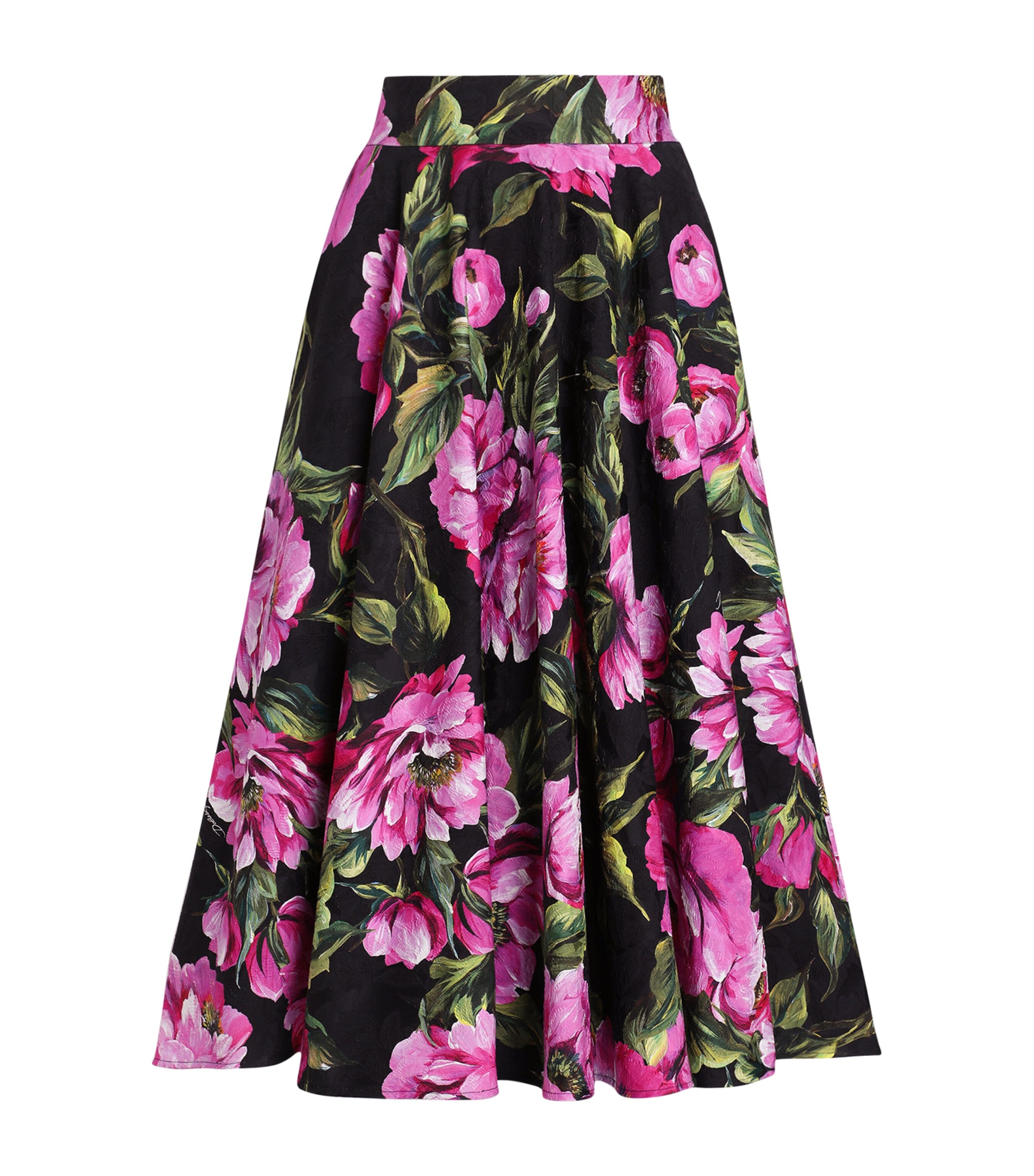 Dolce & Gabbana Cotton Calf-length Circle Skirt With Peony Print