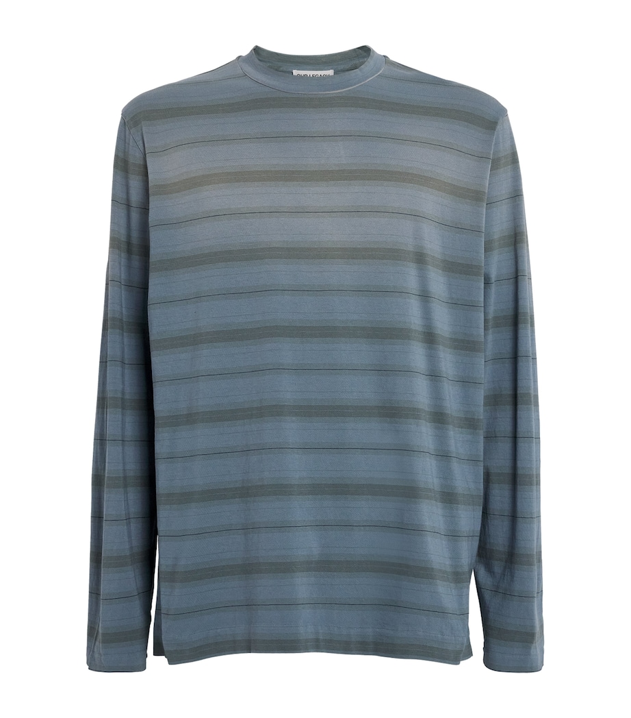 Our Legacy Mens Cotton Long-Sleeve Stripe T-Shirt Spray Fade Ghst Stip Image 1