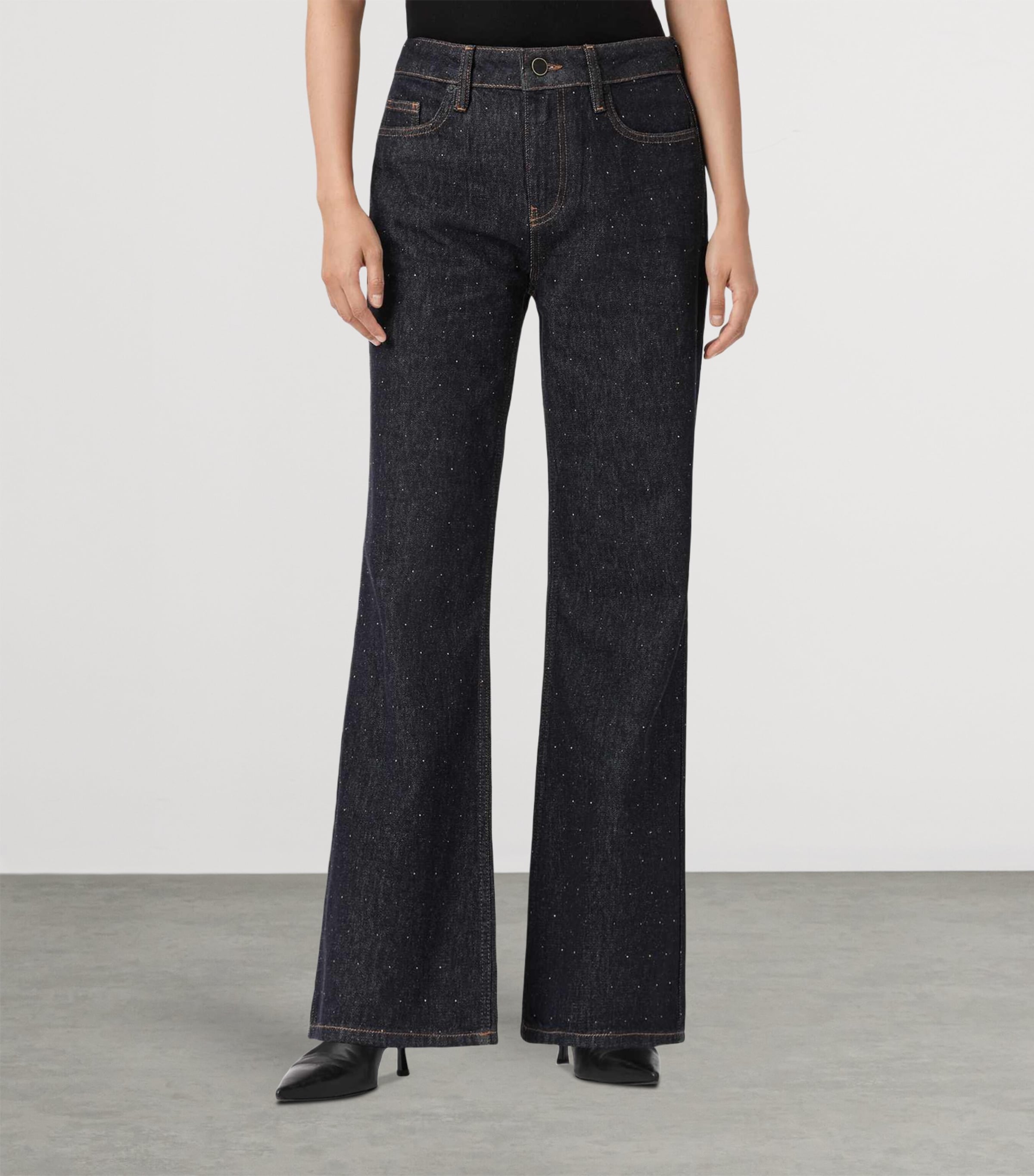 Ember Sparkle Mid-Rise Flared Jeans RAW INDIGO BLUE Image 5