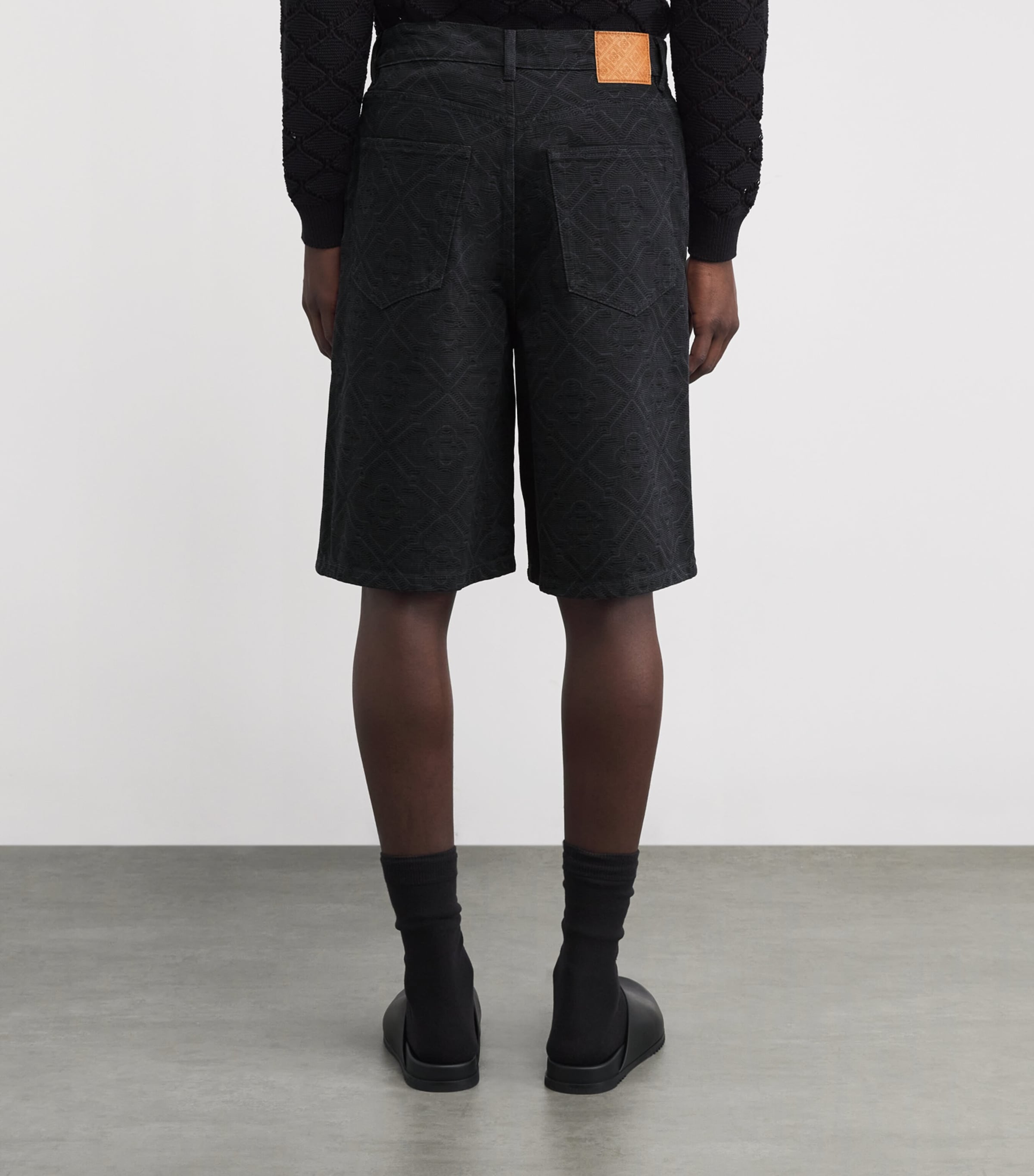 Laser Monogram Denim Shorts BLACK LASER Image 4