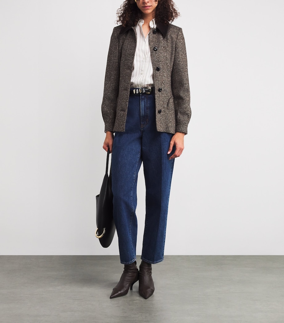 Velvet-Trim Sarrisa Blazer MW02 BROWN Image 2