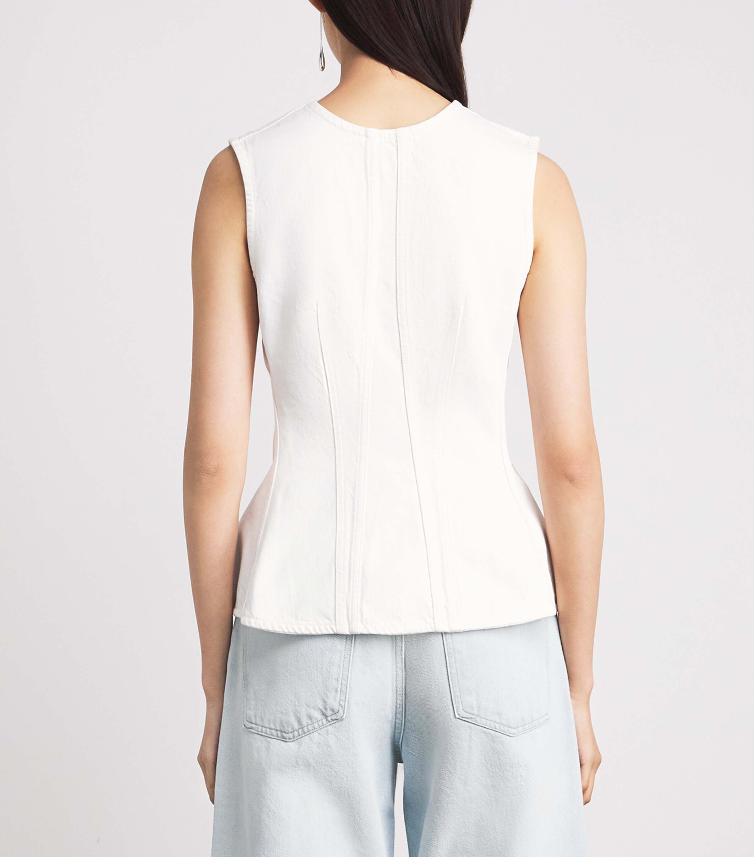 AGOLDE Womens Denim Corbin Blouse Marshmallow Image 5