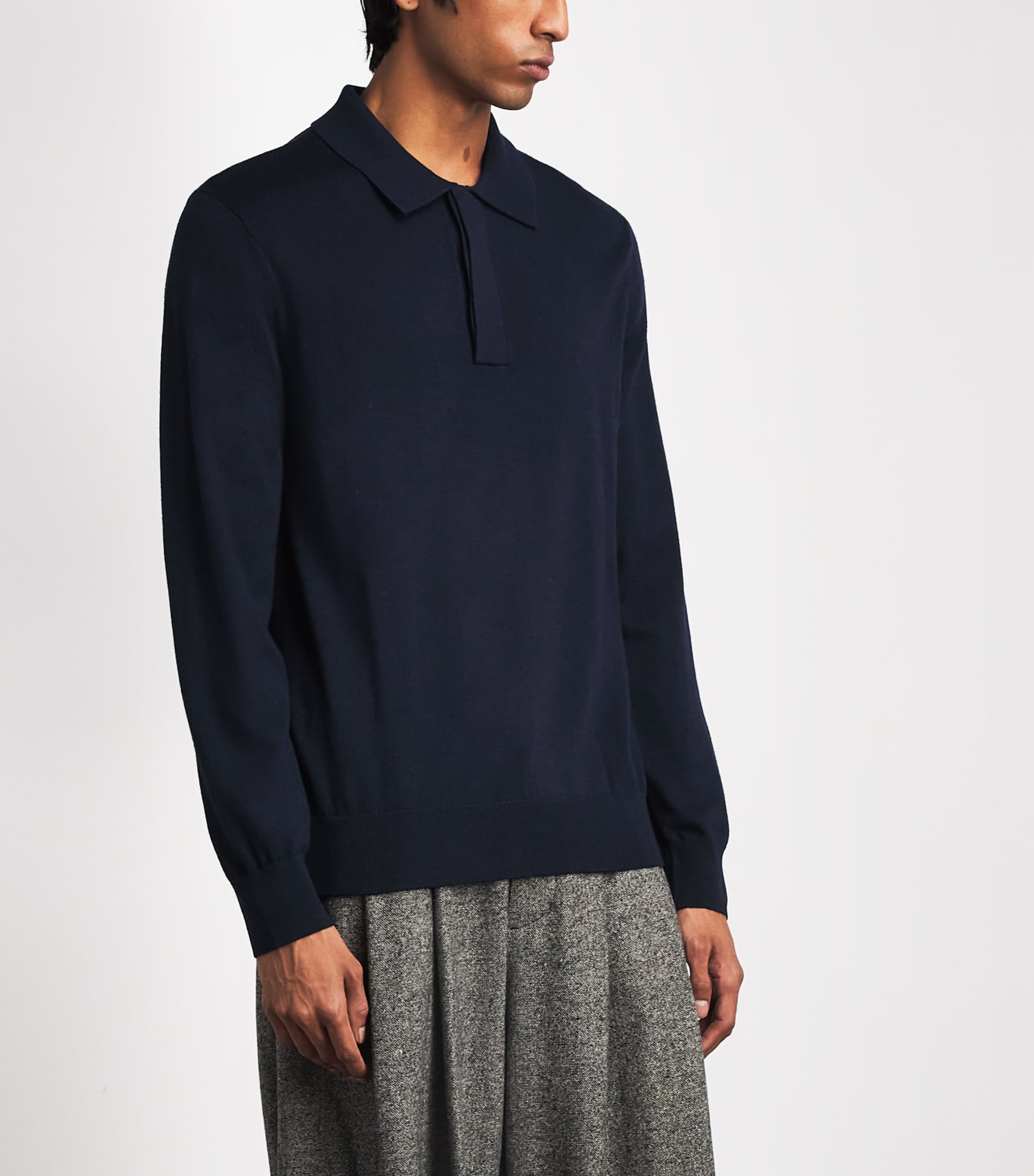 NN.07 Navy Merino Wool Emerson Polo Sweater | Harrods US