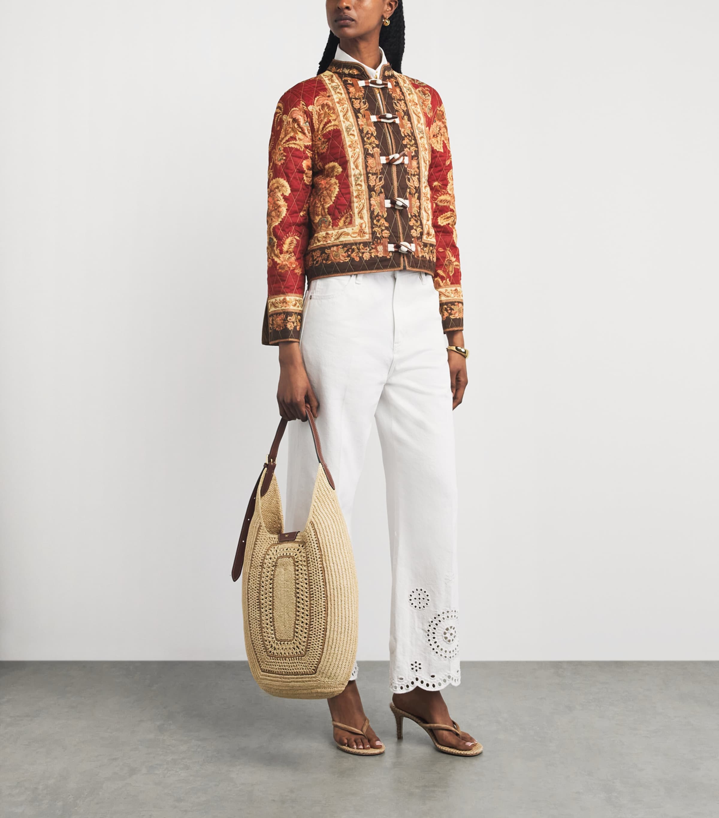 Zimmermann Womens Cotton Printed Aster Bomber Jacket Spli Spliced Image 2