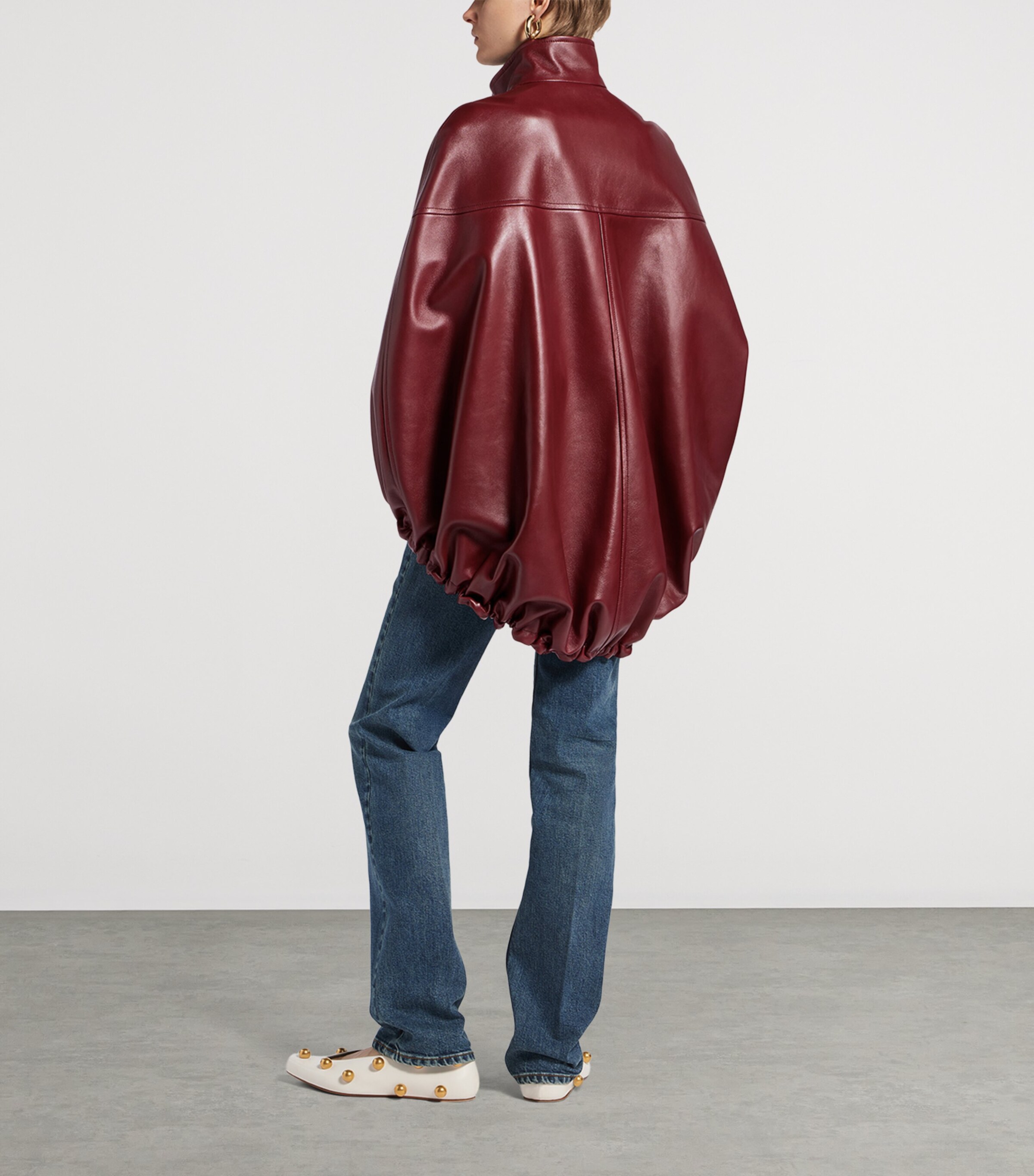 Balenciaga Womens Leather Double-Layer Cape Image 3