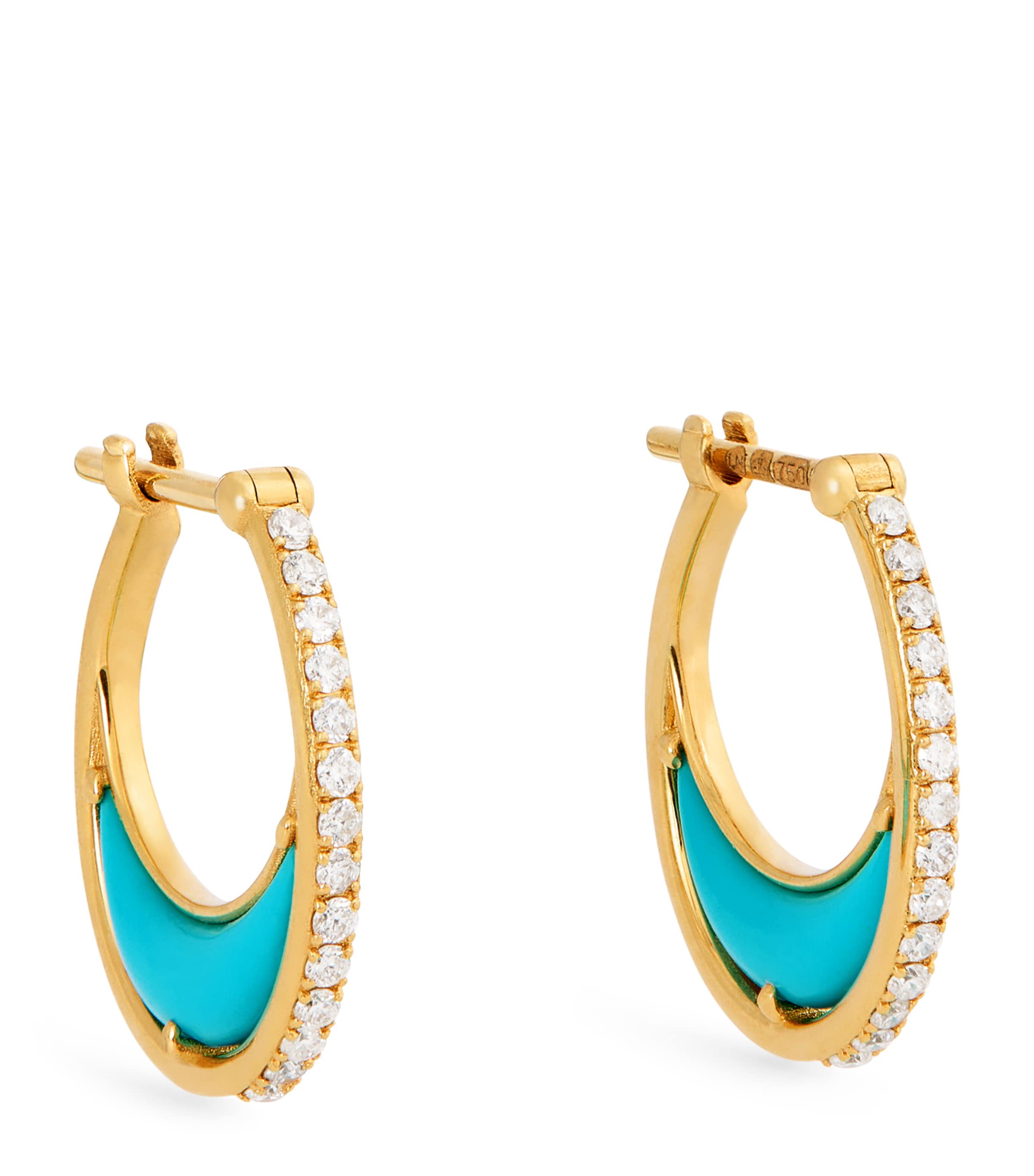 L'atelier Nawbar Yellow Gold And Diamond Bloop Moon Lot N*91 Hoop Earrings In Gold