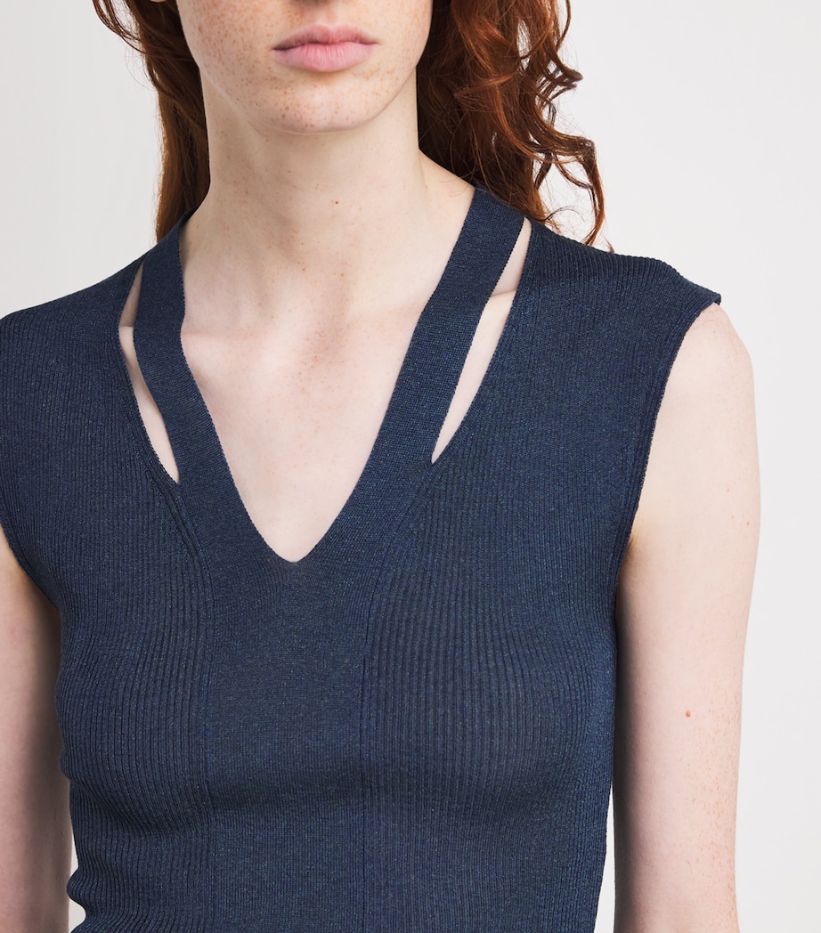 Knitted Cut-Out Top NAVY Image 6
