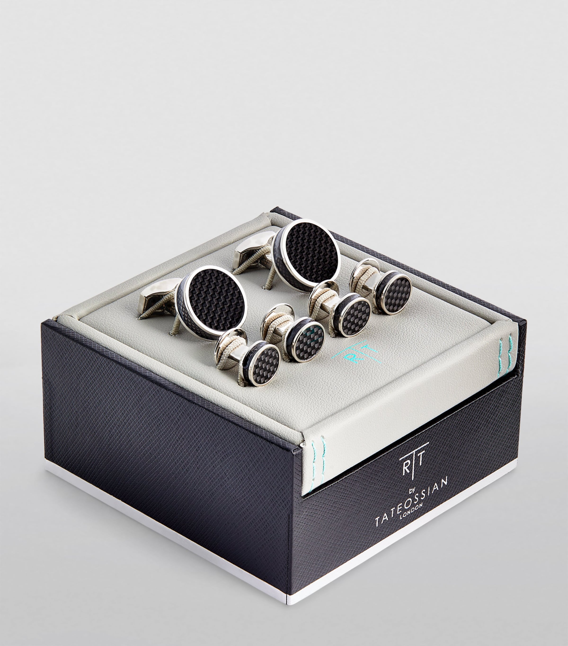 Tateossian Disc Cufflink Set Black Image 2