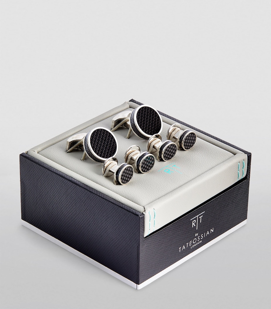 Tateossian Disc Cufflink Set Black Image 2