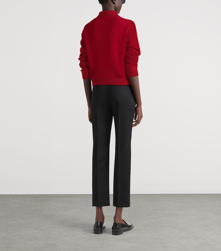 Wool-Cashmere Polo Sweater CORAL/PEARL Image 3