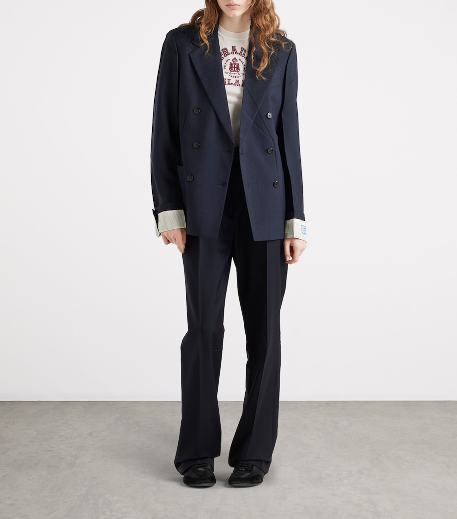 Kid Mohair-Wool Double-Breasted Blazer F0008 Image 2