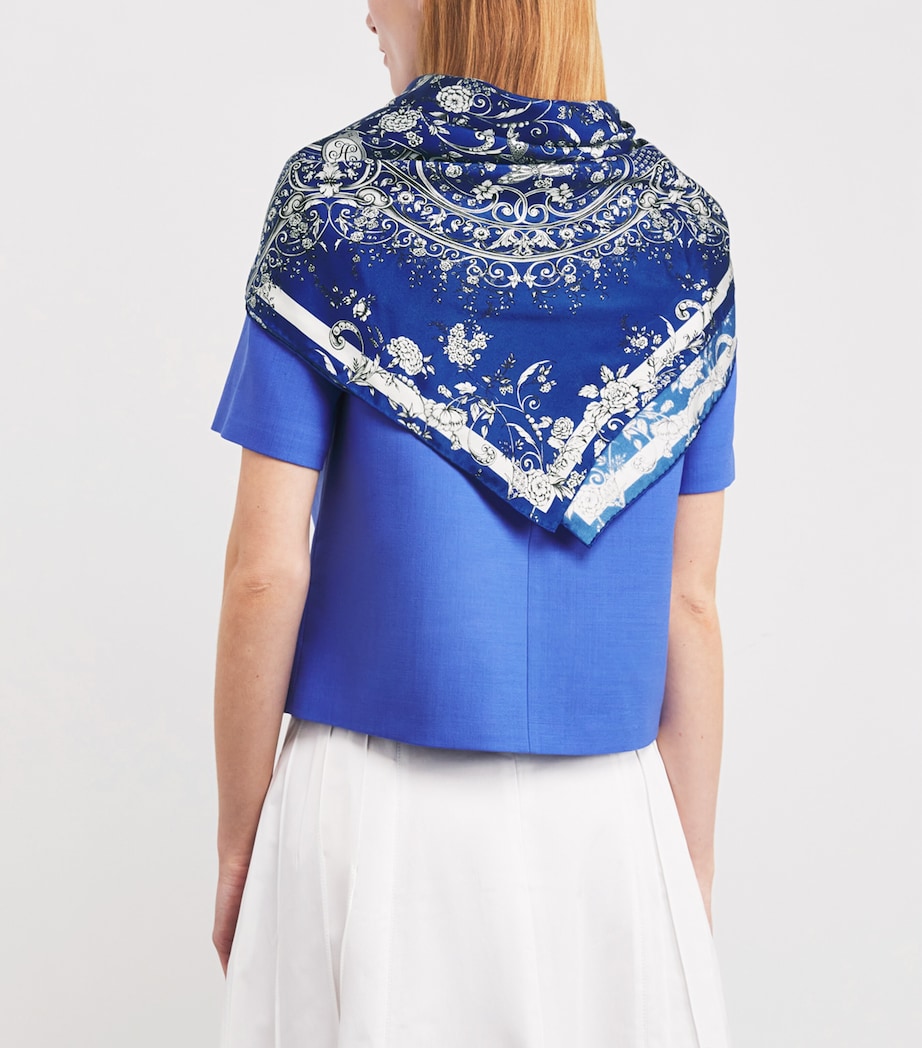 Silk Gilded Butterfly Print Scarf BLUE Image 2