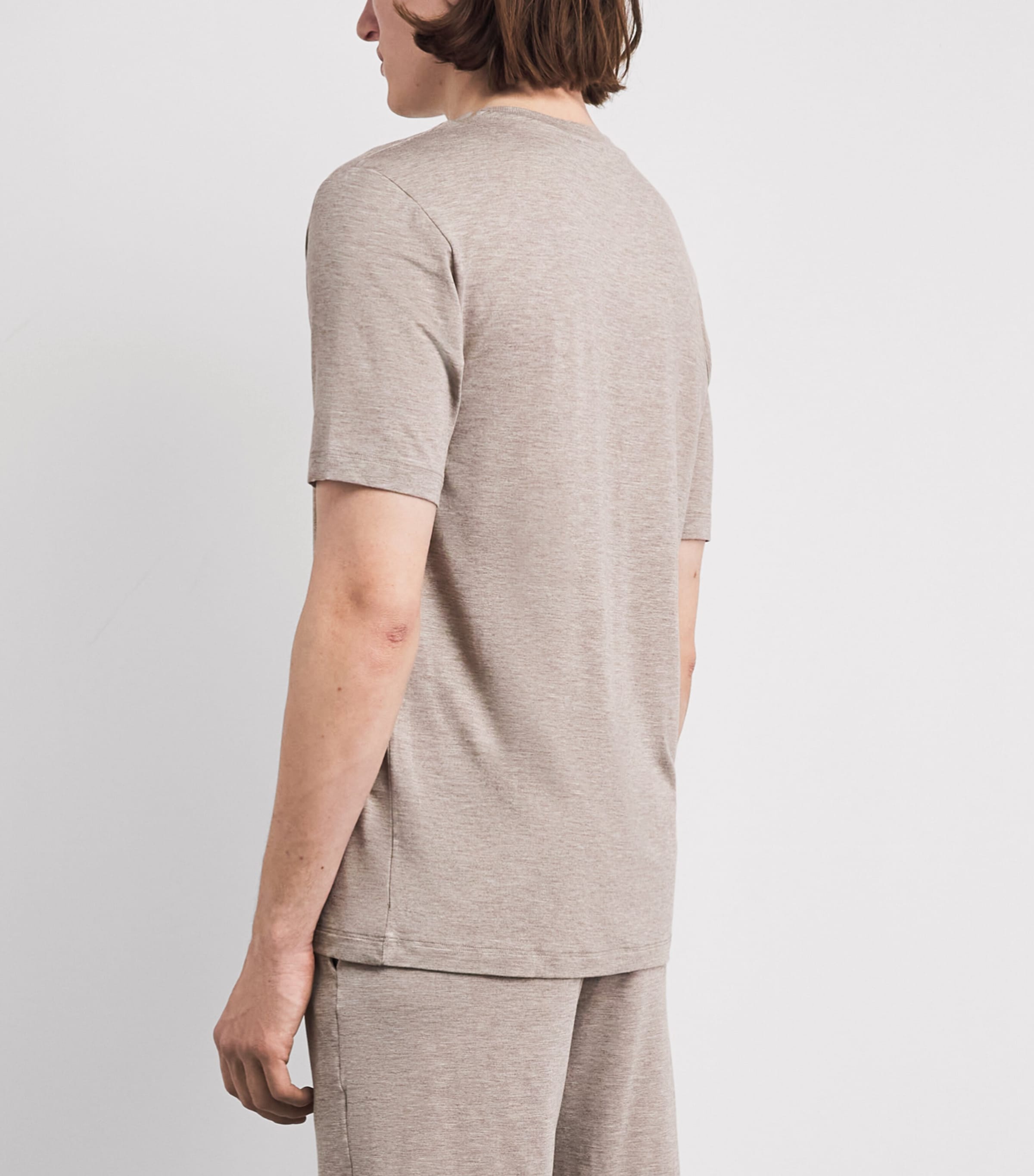 Hanro Mens Casuals V-Neck T-Shirt Hazelnut Melang Image 5