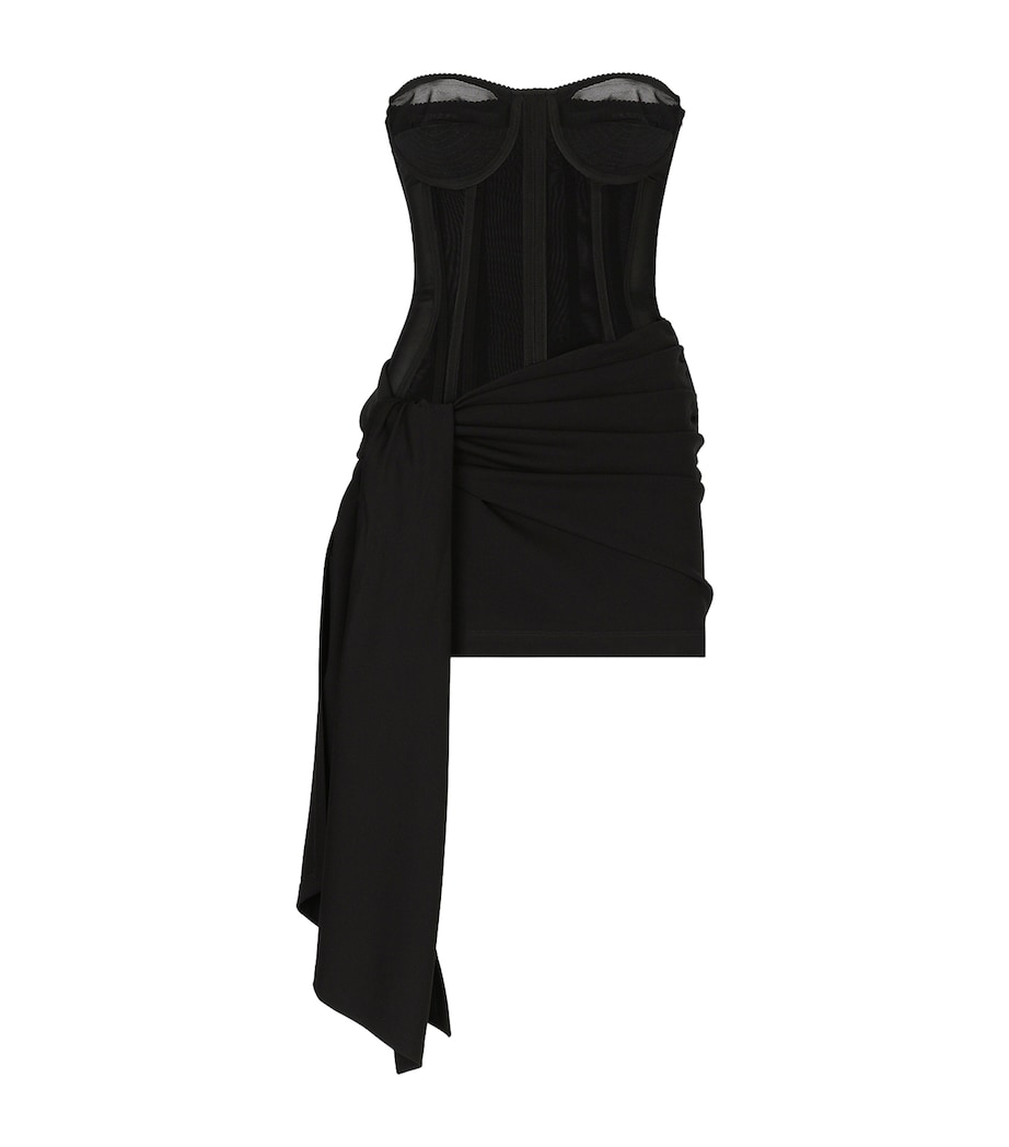 Corset-Detail Mini Dress N0000-BLACK Image 1