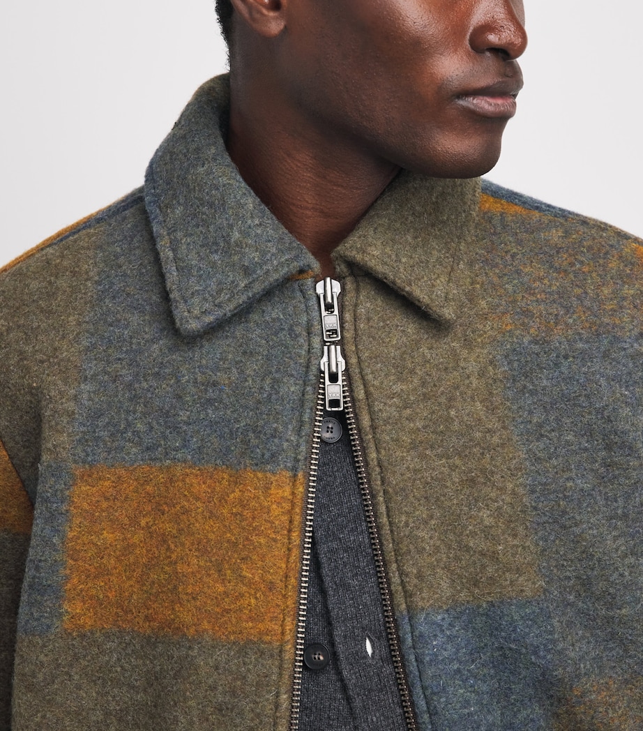 NN.07 Mens Wool-Blend Check Gael Overshirt Brown Check Image 3