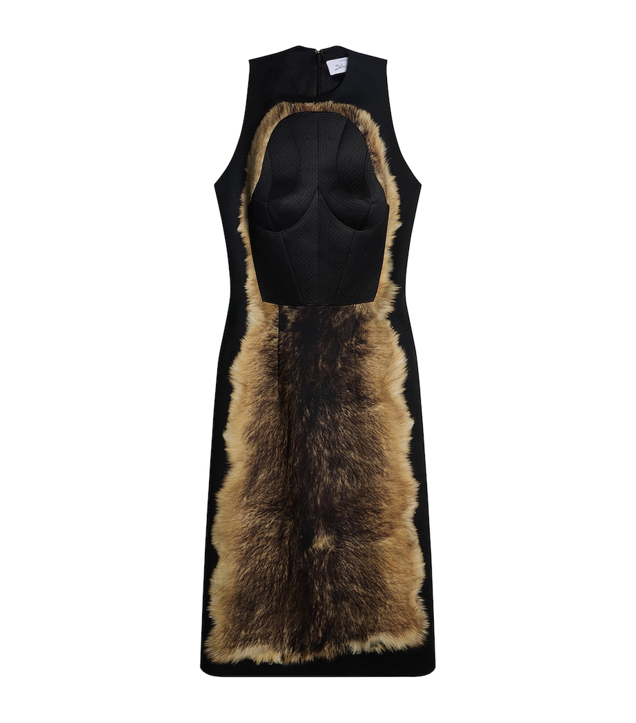 Schiaparelli Womens Trompe-l'Oeil Corset Midi Dress Brown / Black Image 1