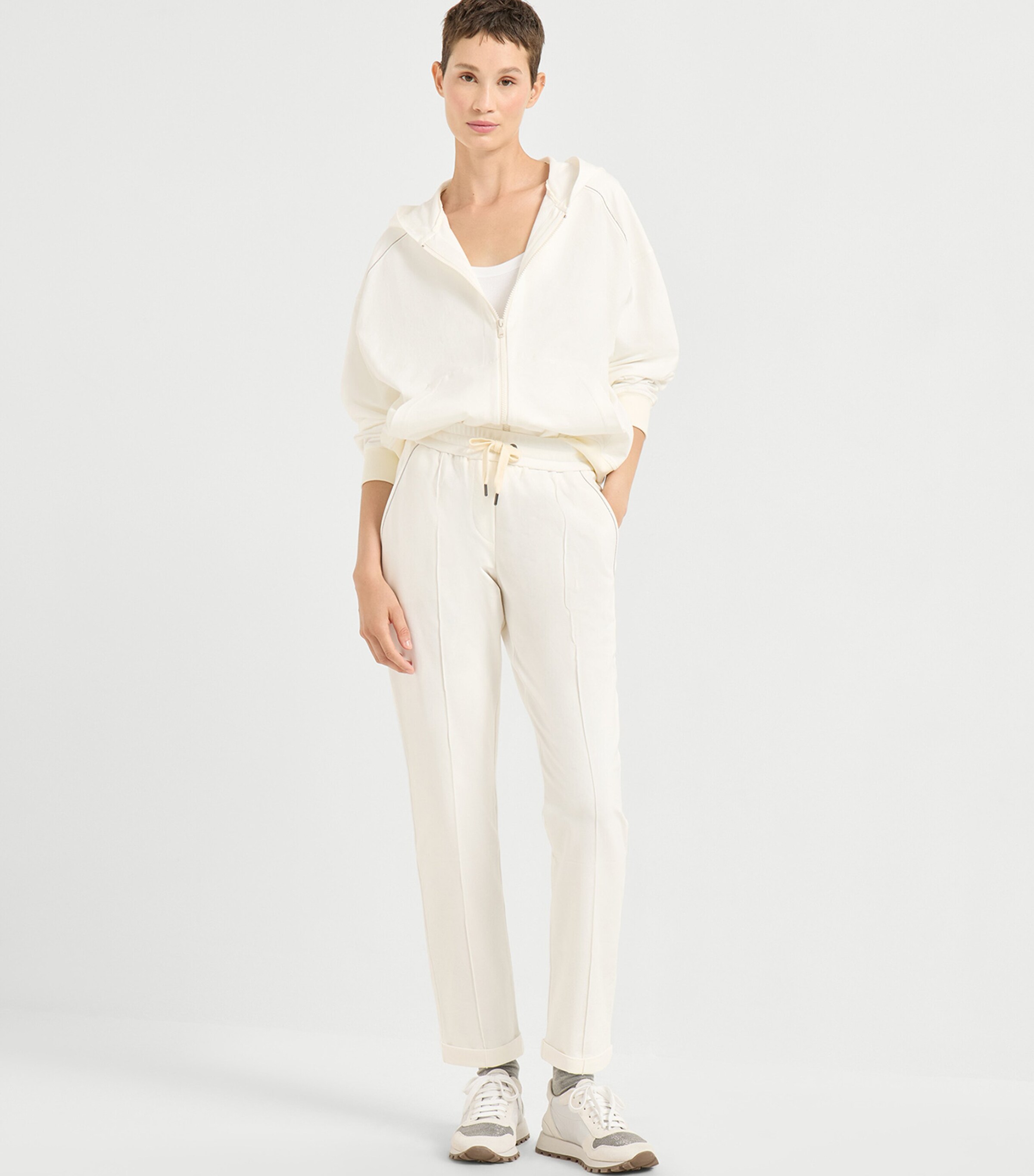 Brunello Cucinelli Womens Stretch-Cotton Zip-Up Hoodie Image 2