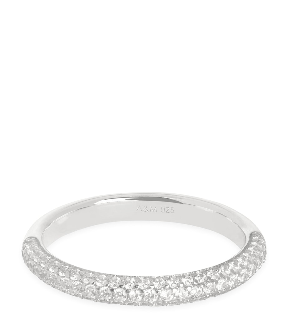 Astrid & Miyu Rhodium-Plated Pavé Essential Ring Silver Image 1
