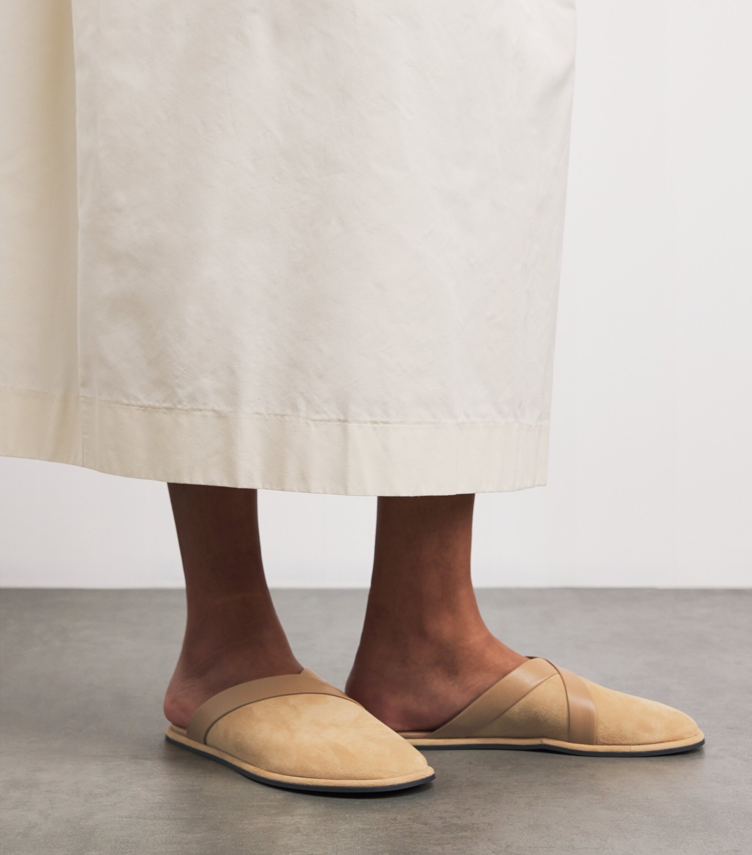 Leather Atik Slides BEIGE Image 2