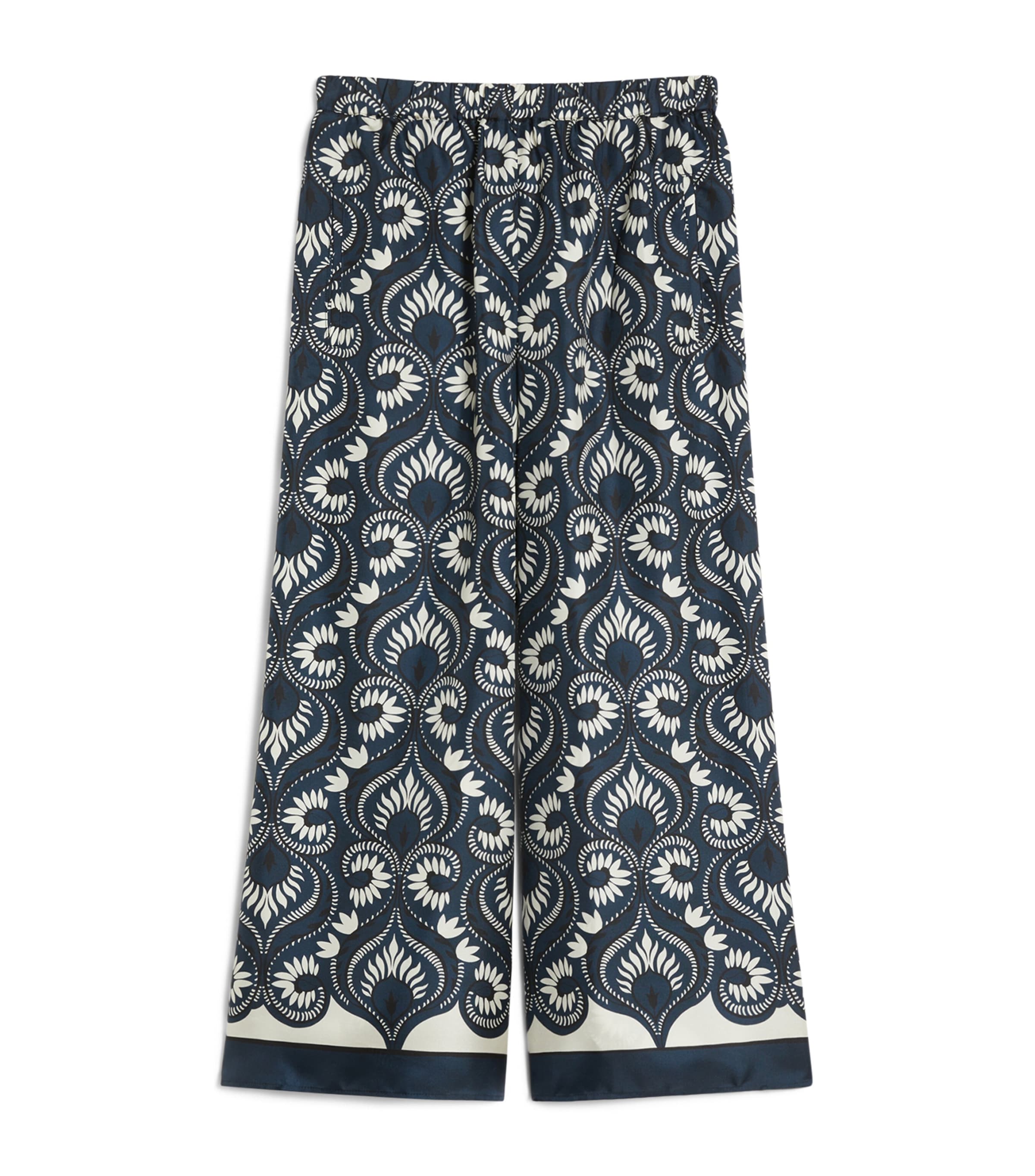 Weekend Max Mara Womens Silk Ankle-Length Trosuers Navy Image 1