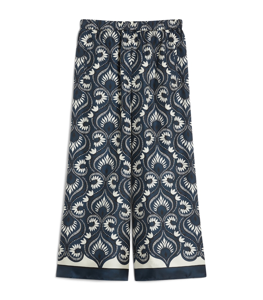 Weekend Max Mara Womens Silk Ankle-Length Trosuers Navy Image 1