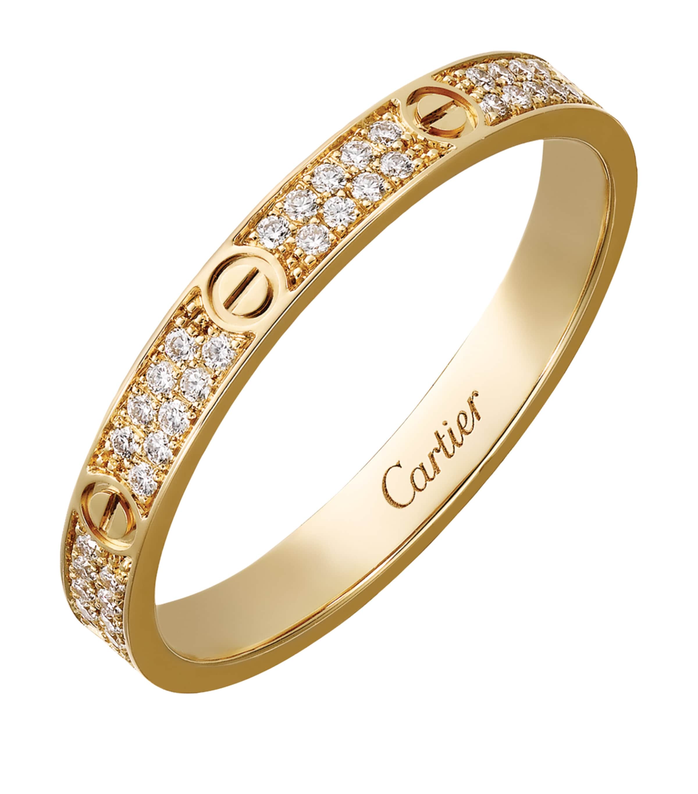 Small Yellow Gold and Diamond LOVE Ring YELLOW GOLD Image 3