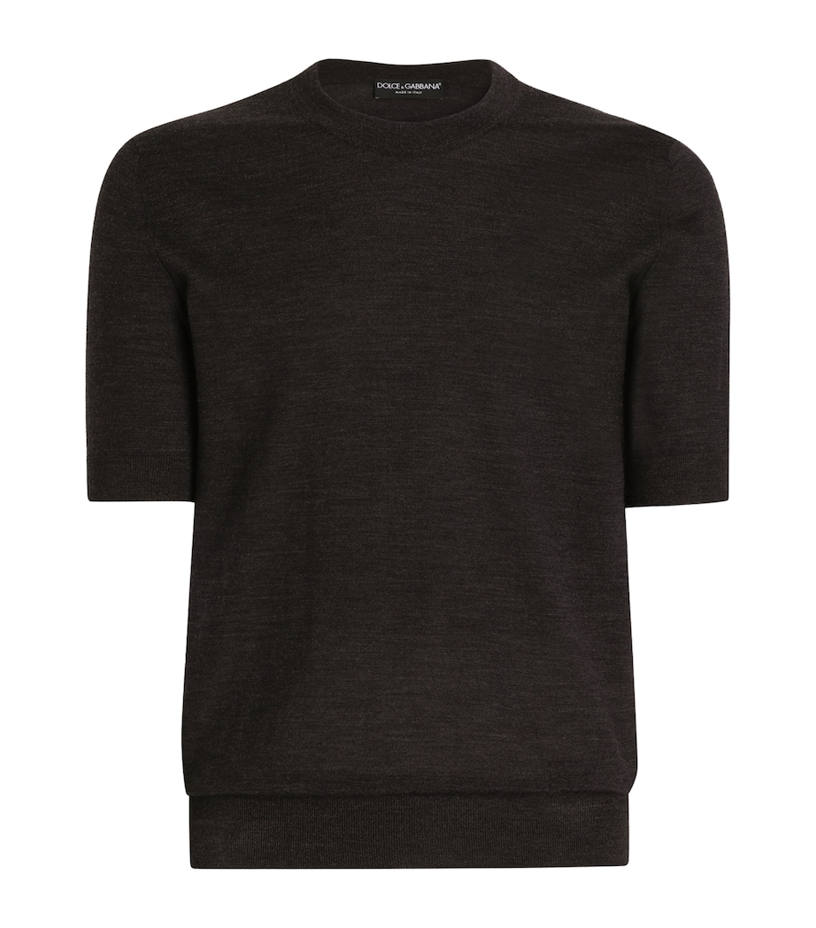 Dolce&Gabbana Mens Cashmere T-Shirt Sweater Very Dark Gr Image 1