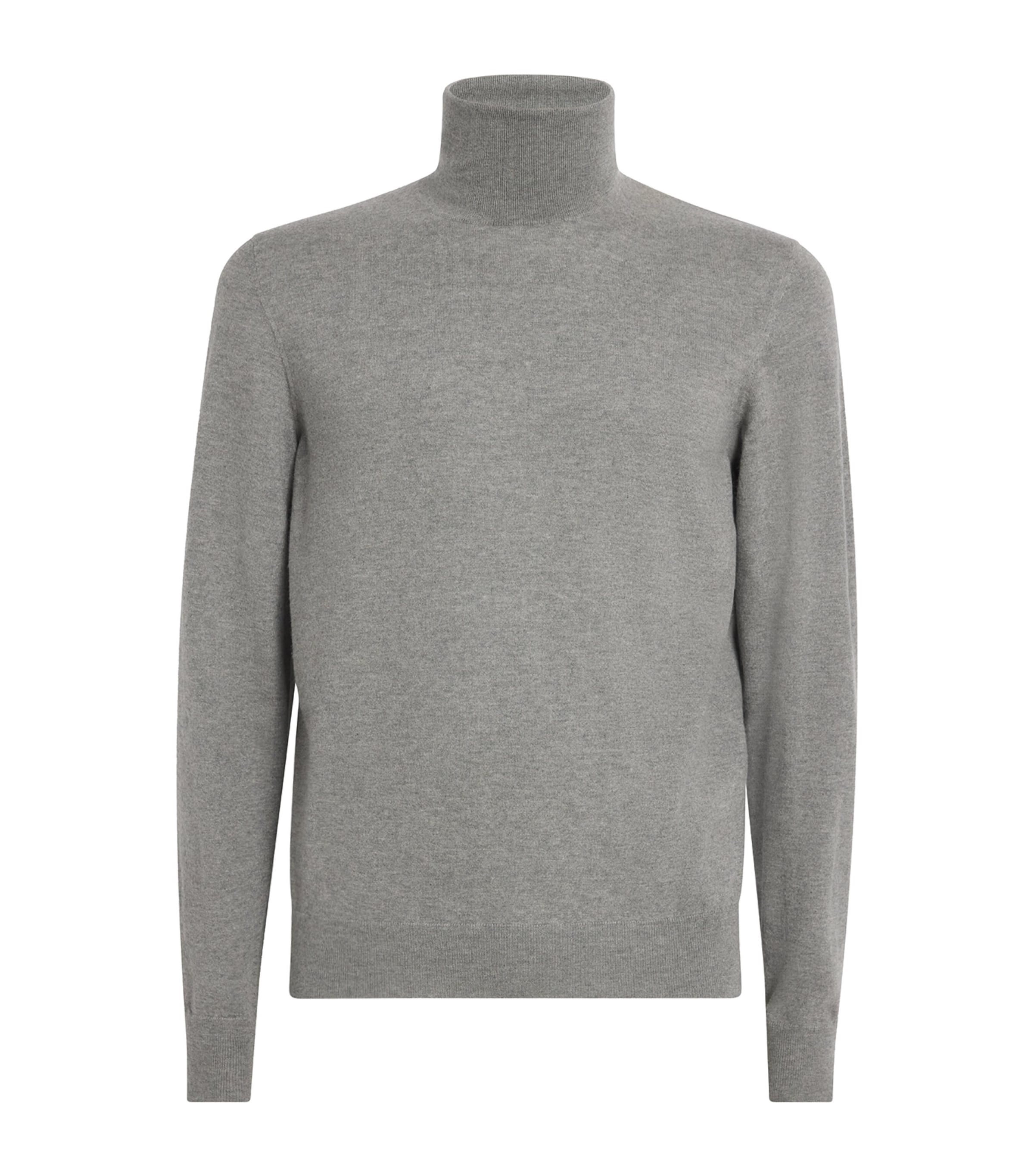 Ralph Lauren Purple Label Mens Cashmere Roll-Neck Sweater Cls Lt Grey Heather Image 1