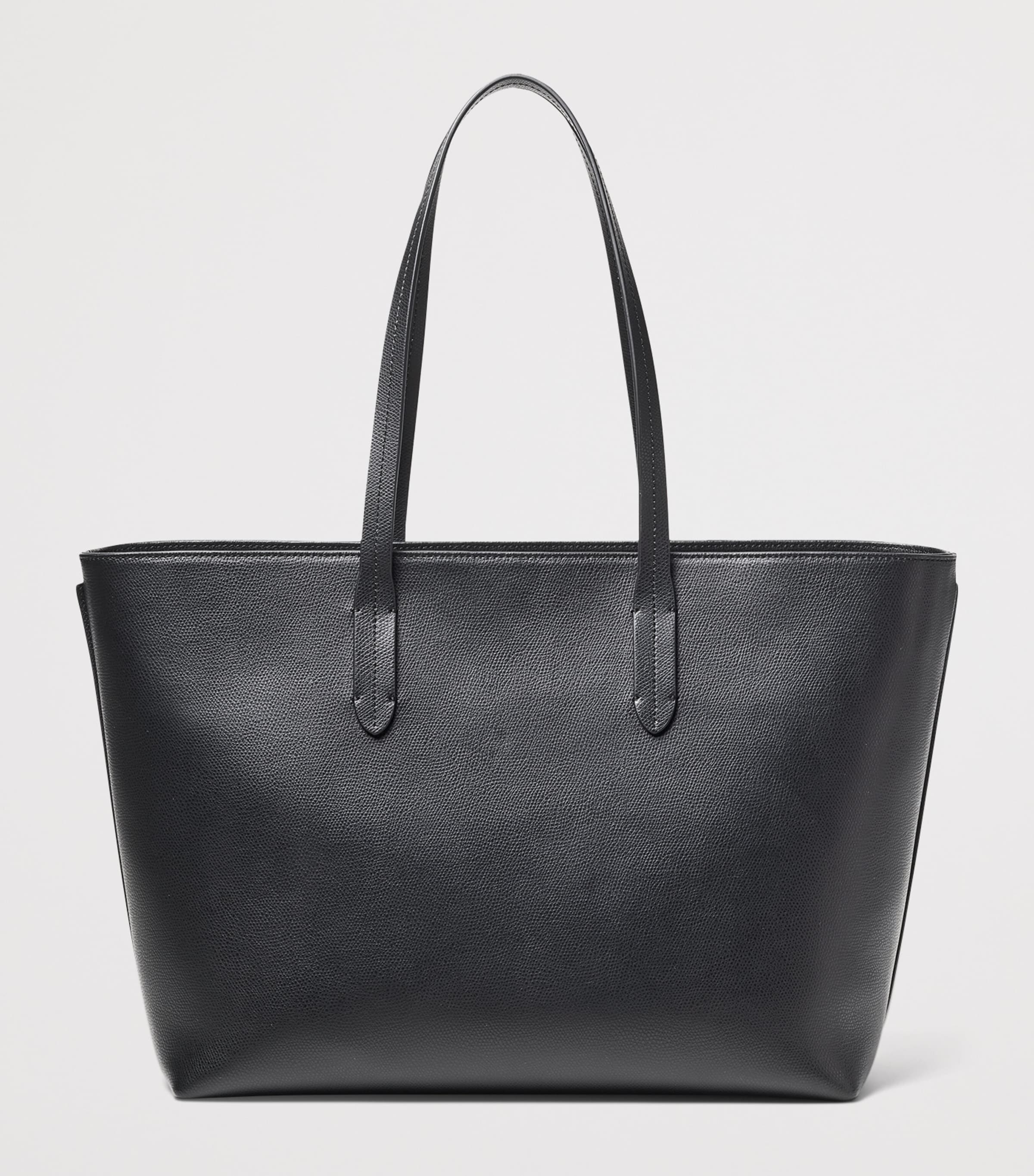 Leather East West Tote Bag BLACK Image 2