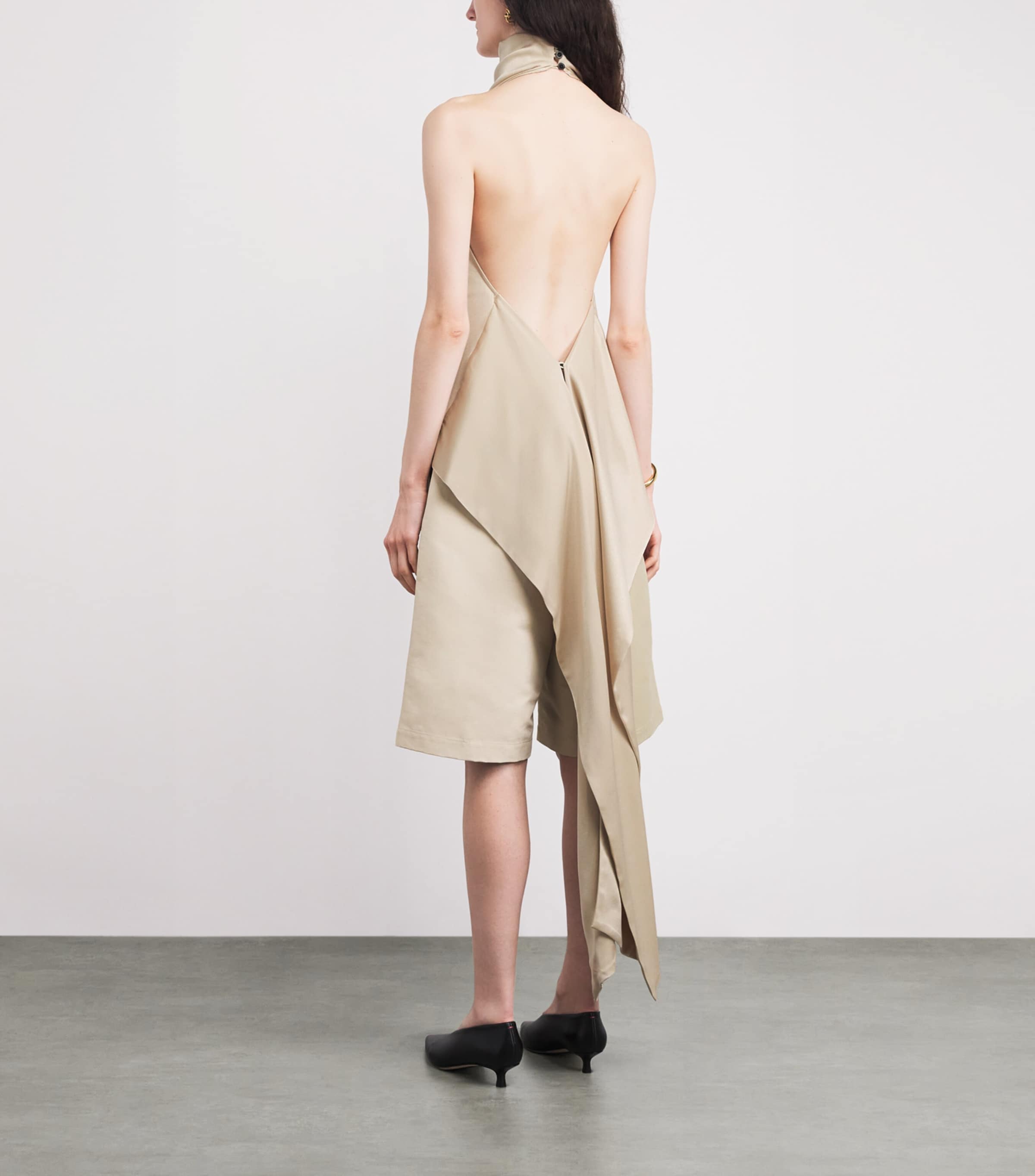 Satin Halterneck Cartia Top OYSTER Image 4